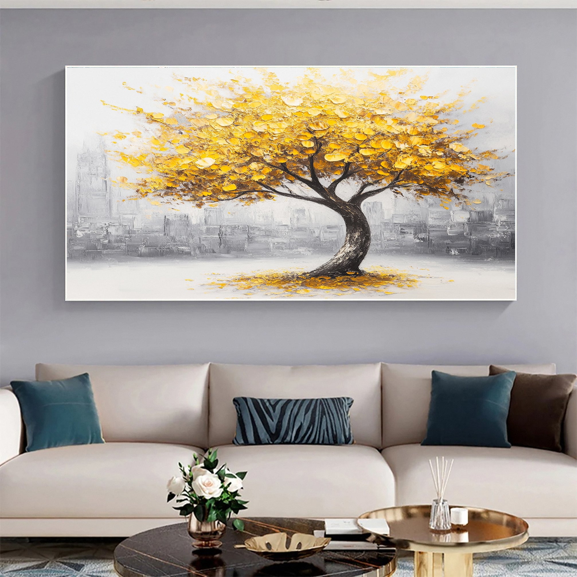 Golden Foliage Canvas Print Timeless Wall Art for Elegant Homes #CAP 038