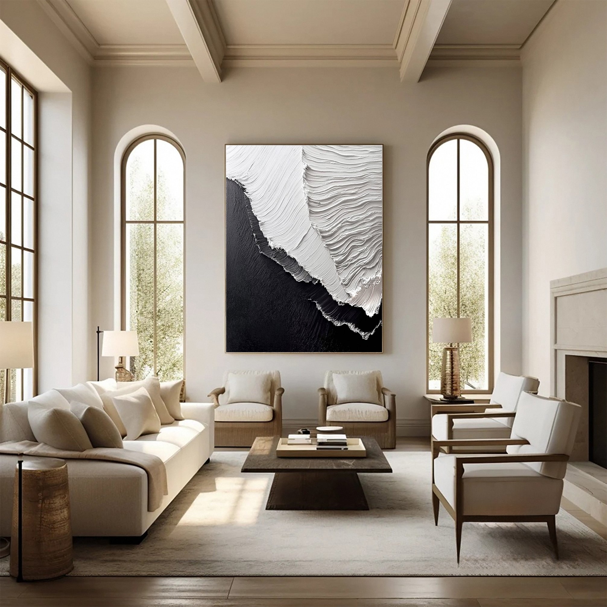 Luxury Ocean Wave Art with 3D Textured Finish for Upscale Homes #OP 046