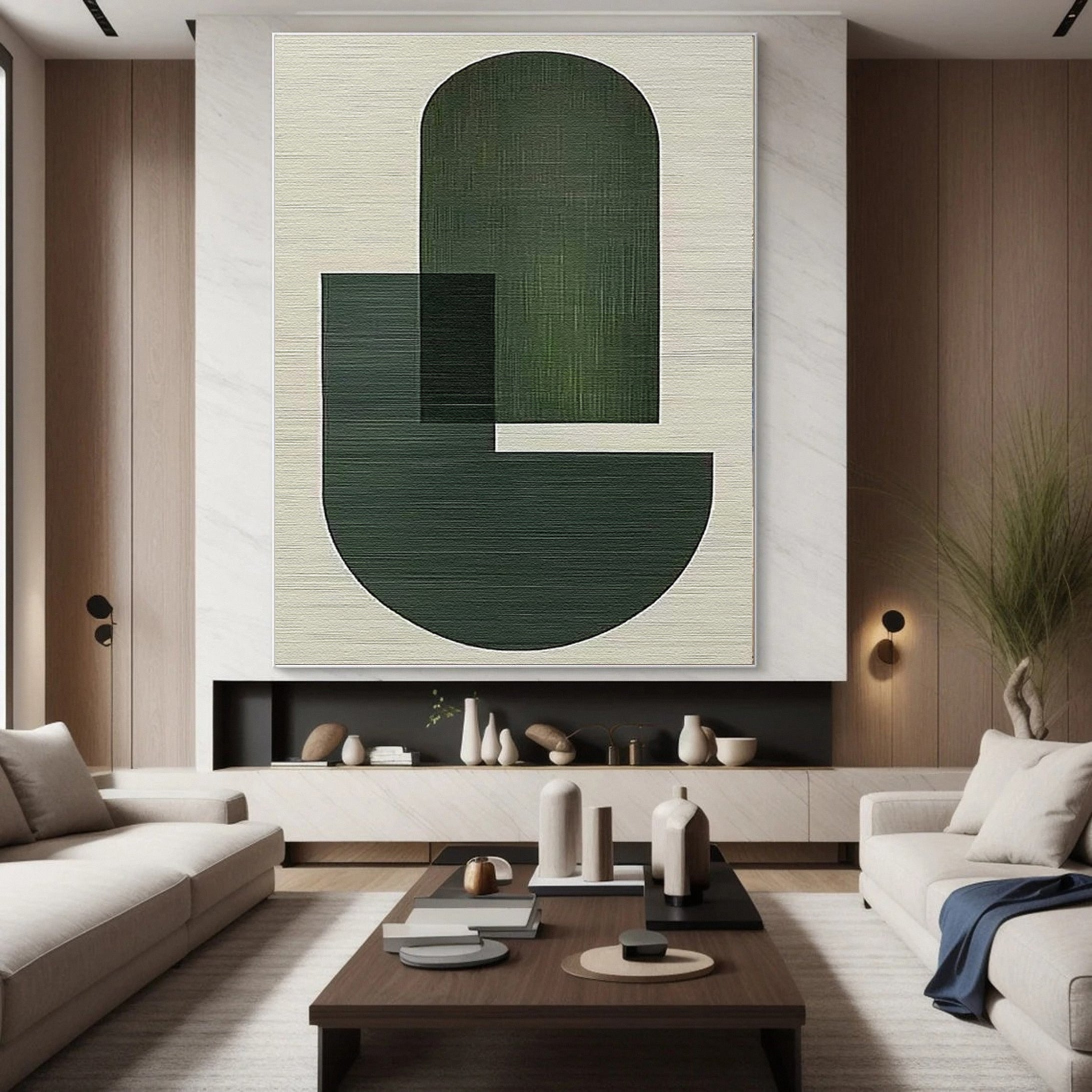 Tranquil Abstract Green and White Canvas for Modern Homes #BGA 028