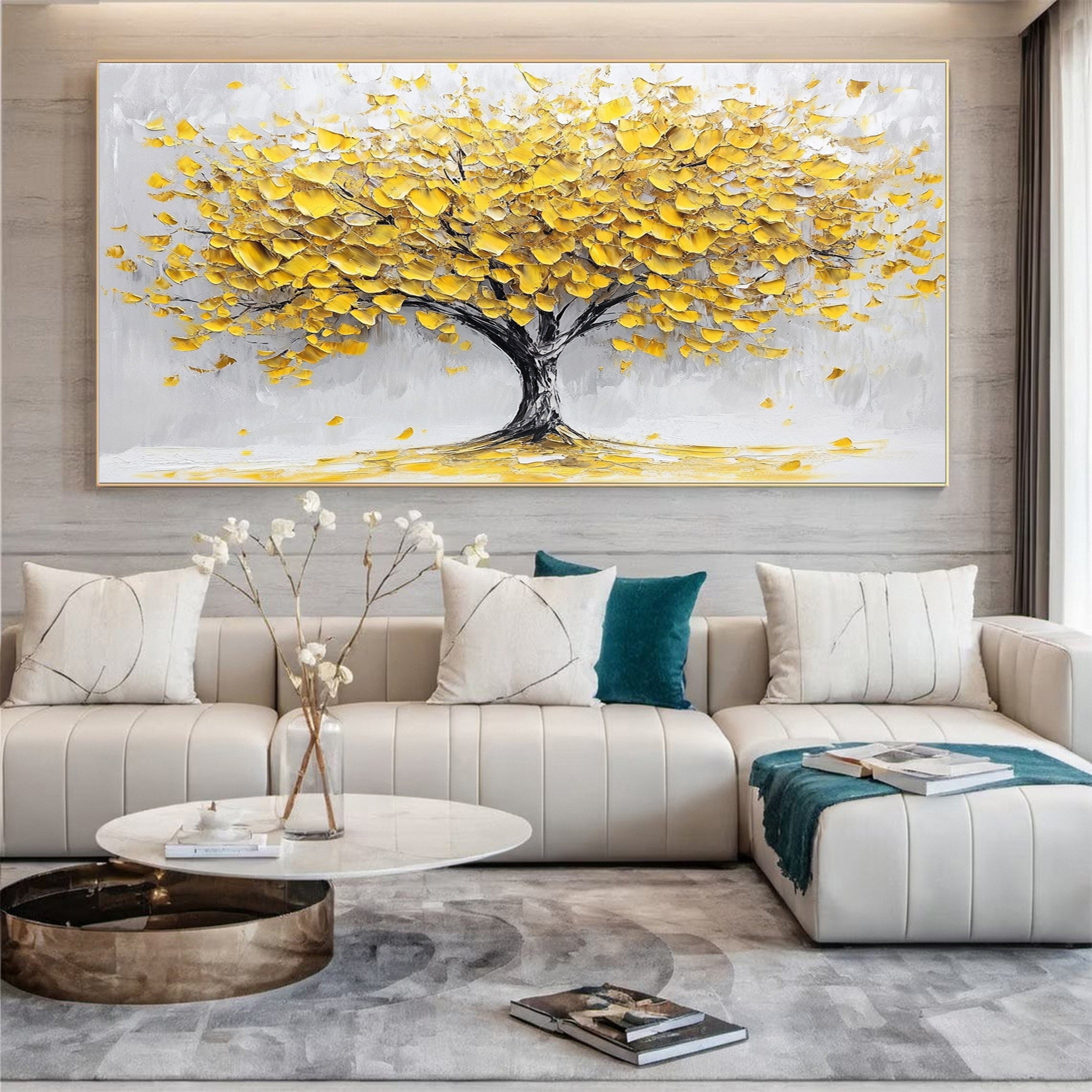 Golden Foliage Canvas Print Timeless Wall Art for Elegant Homes #CAP 037