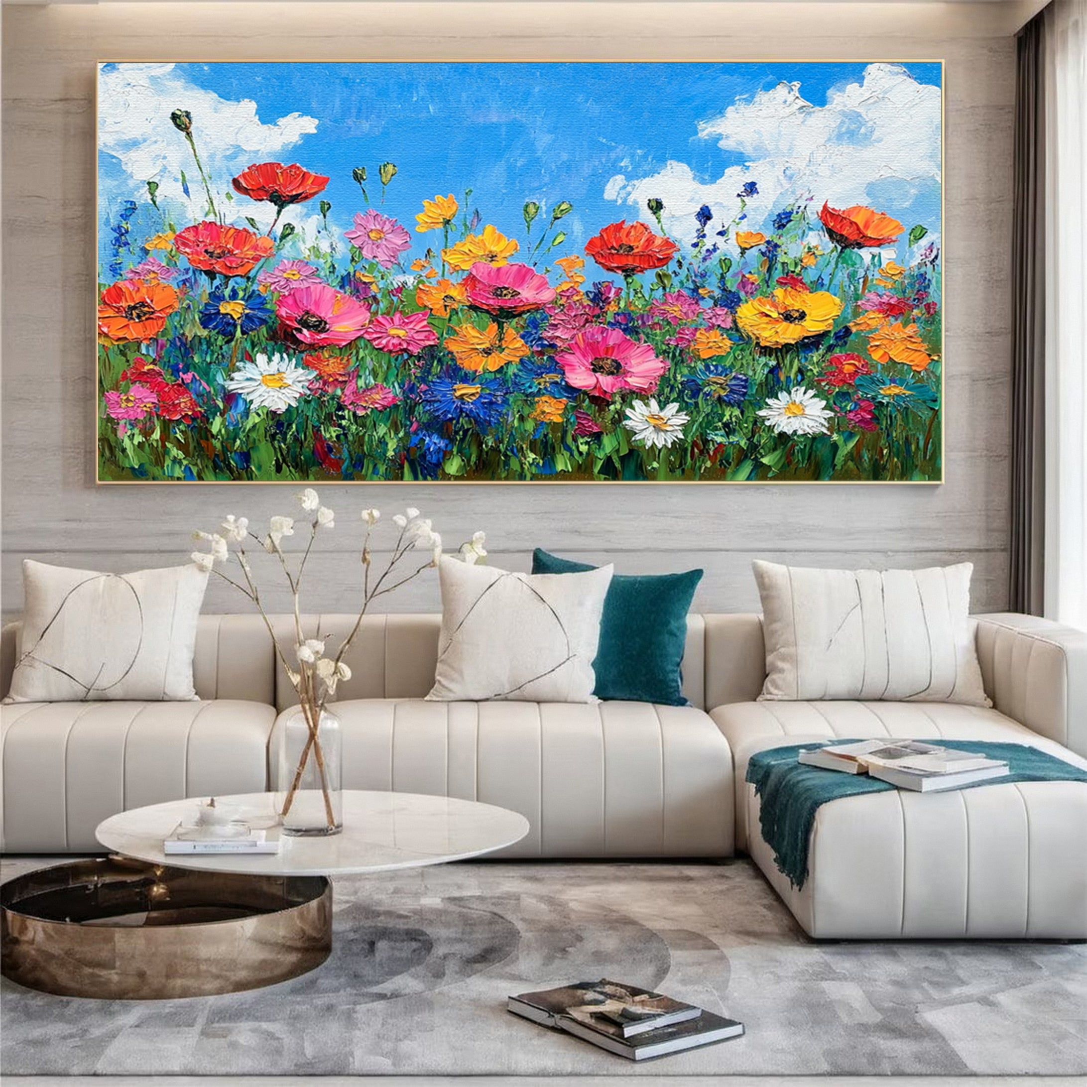 Nature's Palette Expressive Flower Field Painting #CAP 055