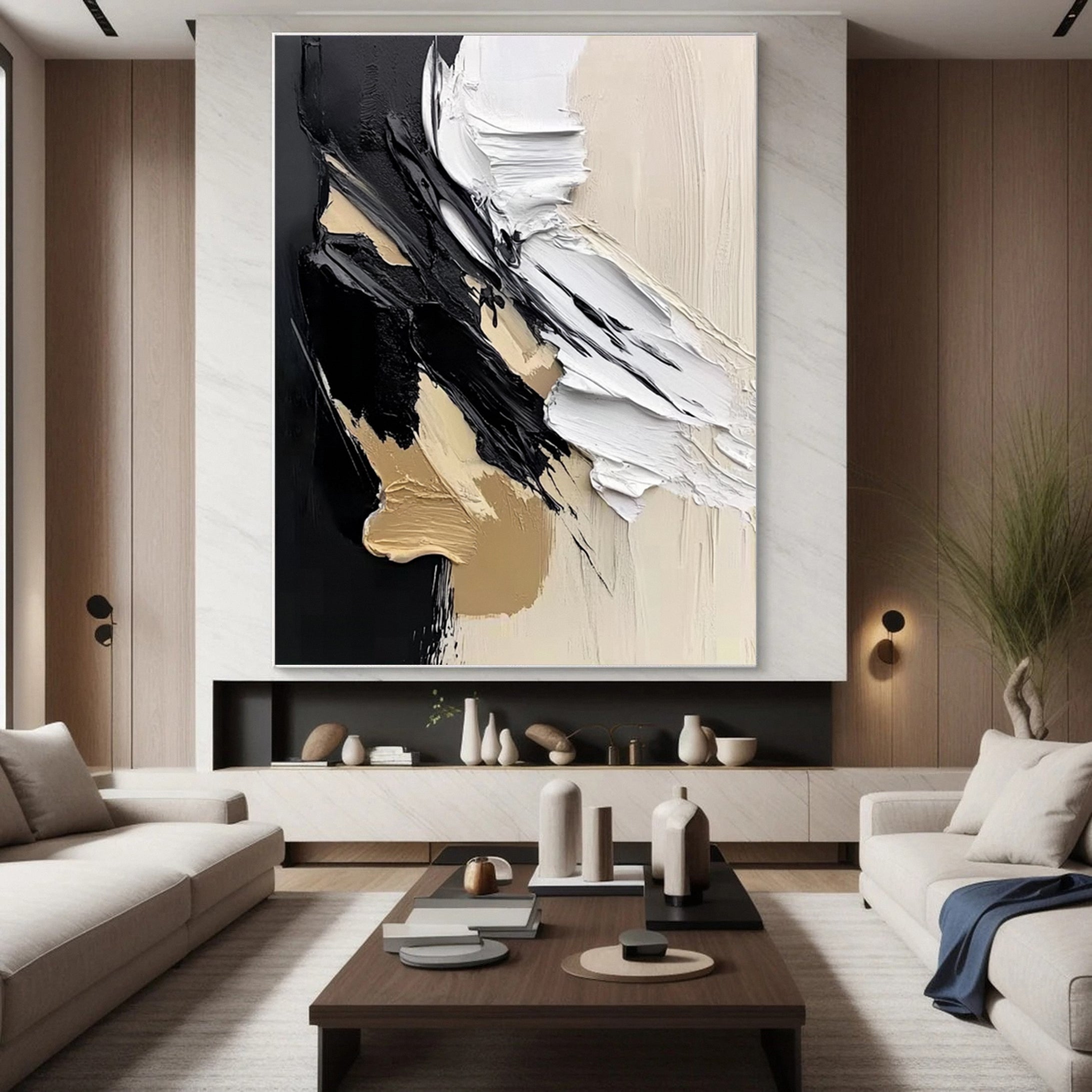 Modern Art Canvas Bold Textures and Metallic Gold Accents #BBM 062