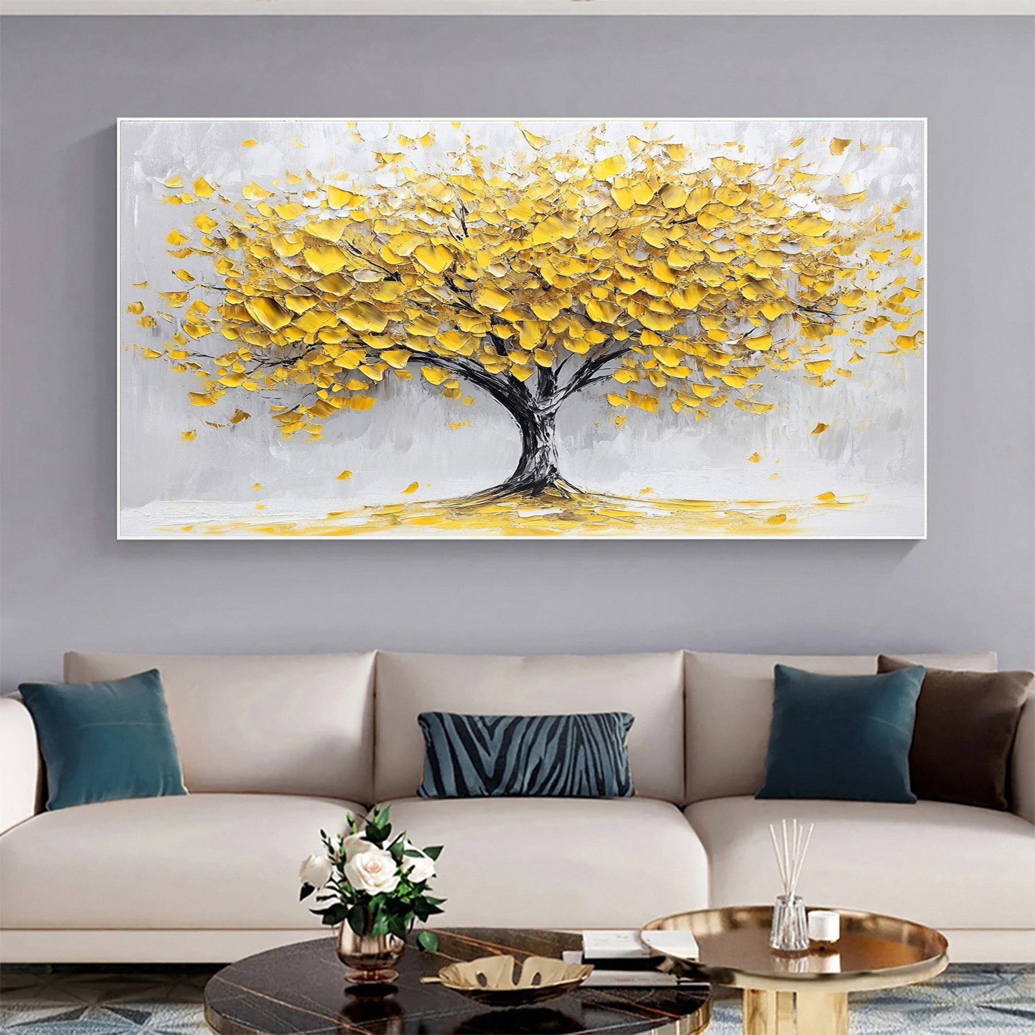 Golden Foliage Canvas Print Timeless Wall Art for Elegant Homes #CAP 037