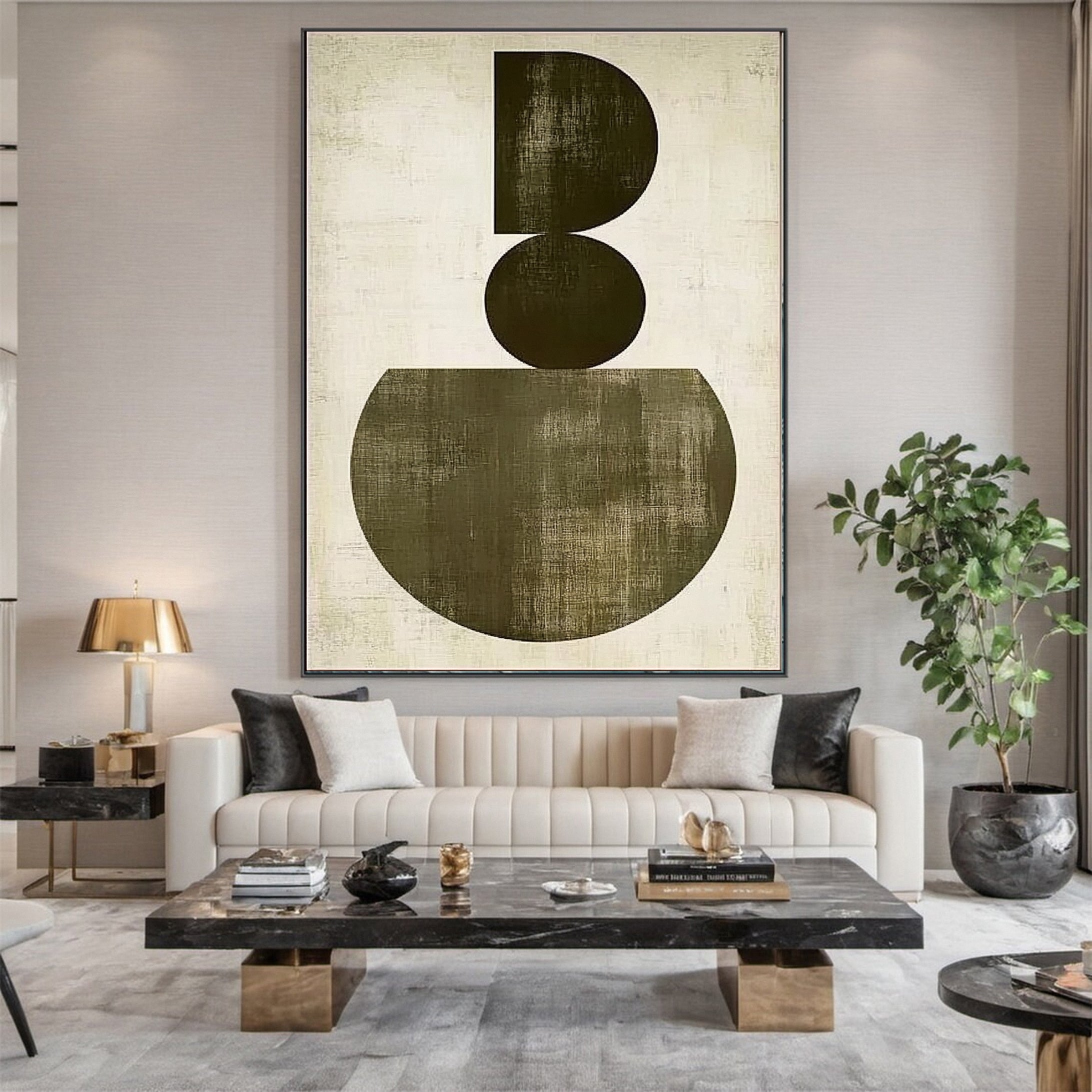 Large Wabi Sabi Geometric Abstract Canvas Art #WS 046