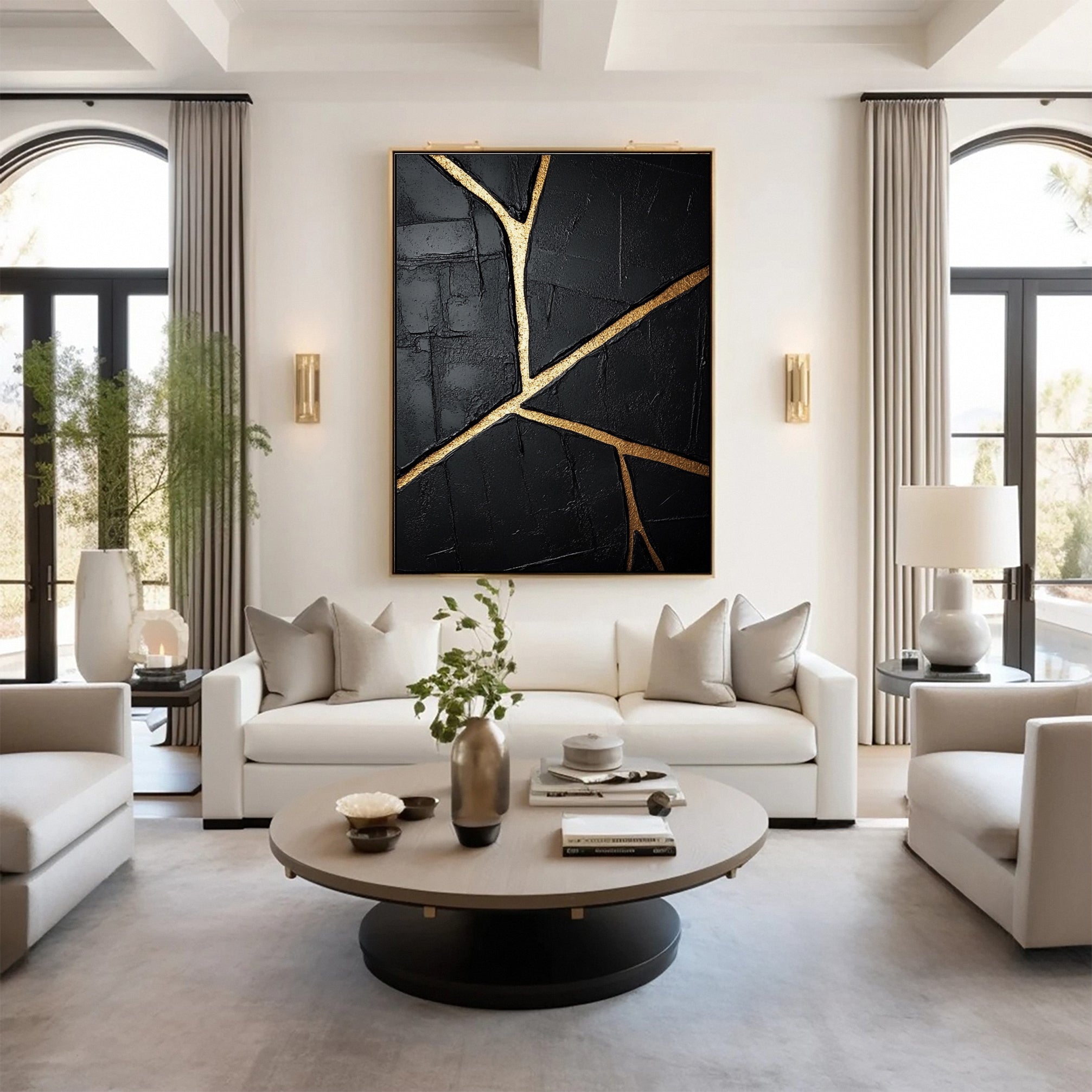 Luxury Textured Wall Art in Black and Gold for Upscale Interior Design #BM 110