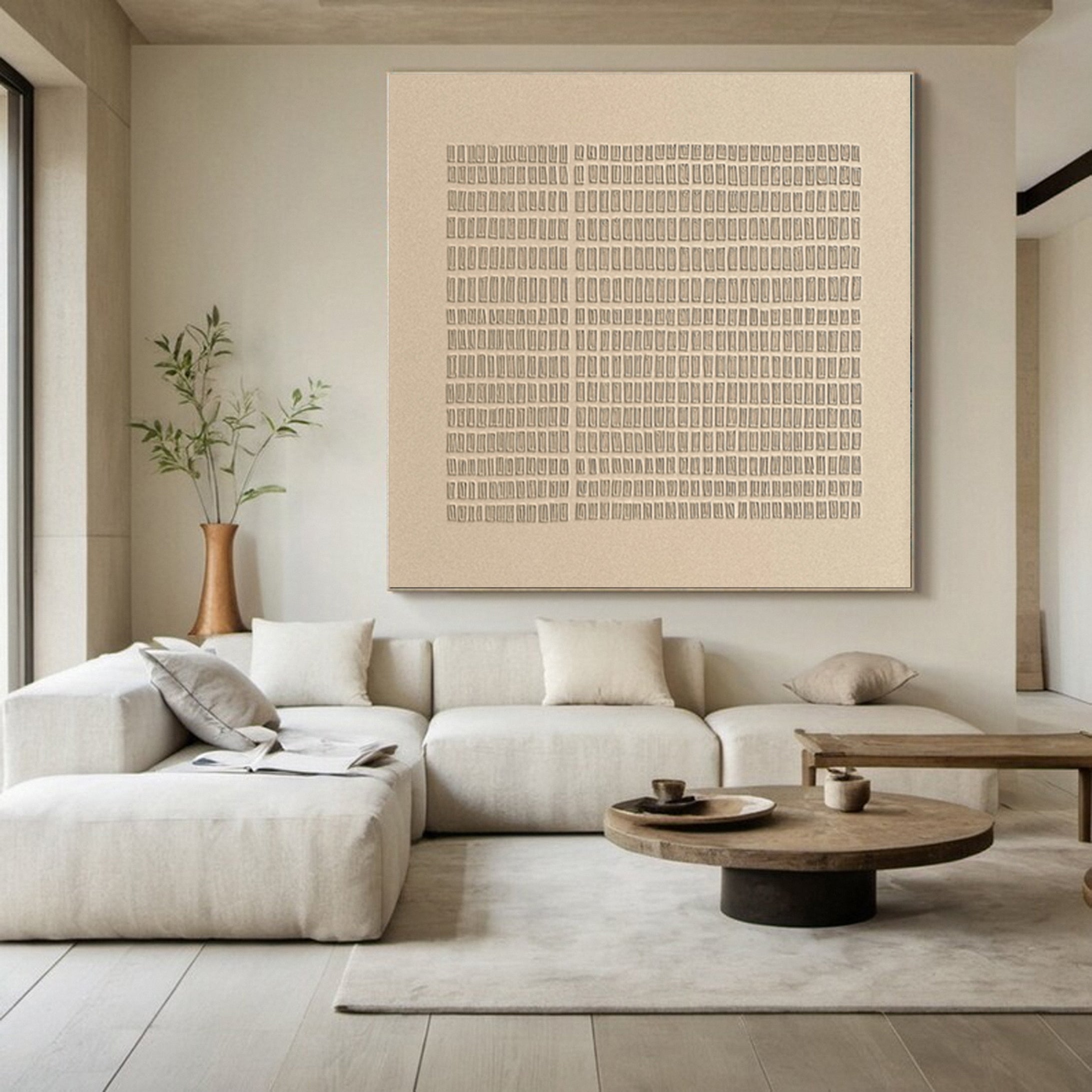 Quiet Harmony Modern Textured Wabi Sabi Canvas #WS 043