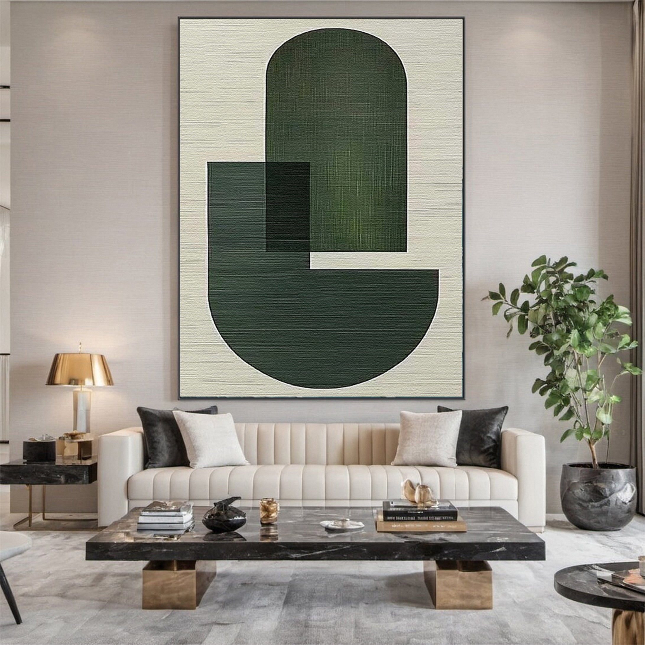 Tranquil Abstract Green and White Canvas for Modern Homes #BGA 028