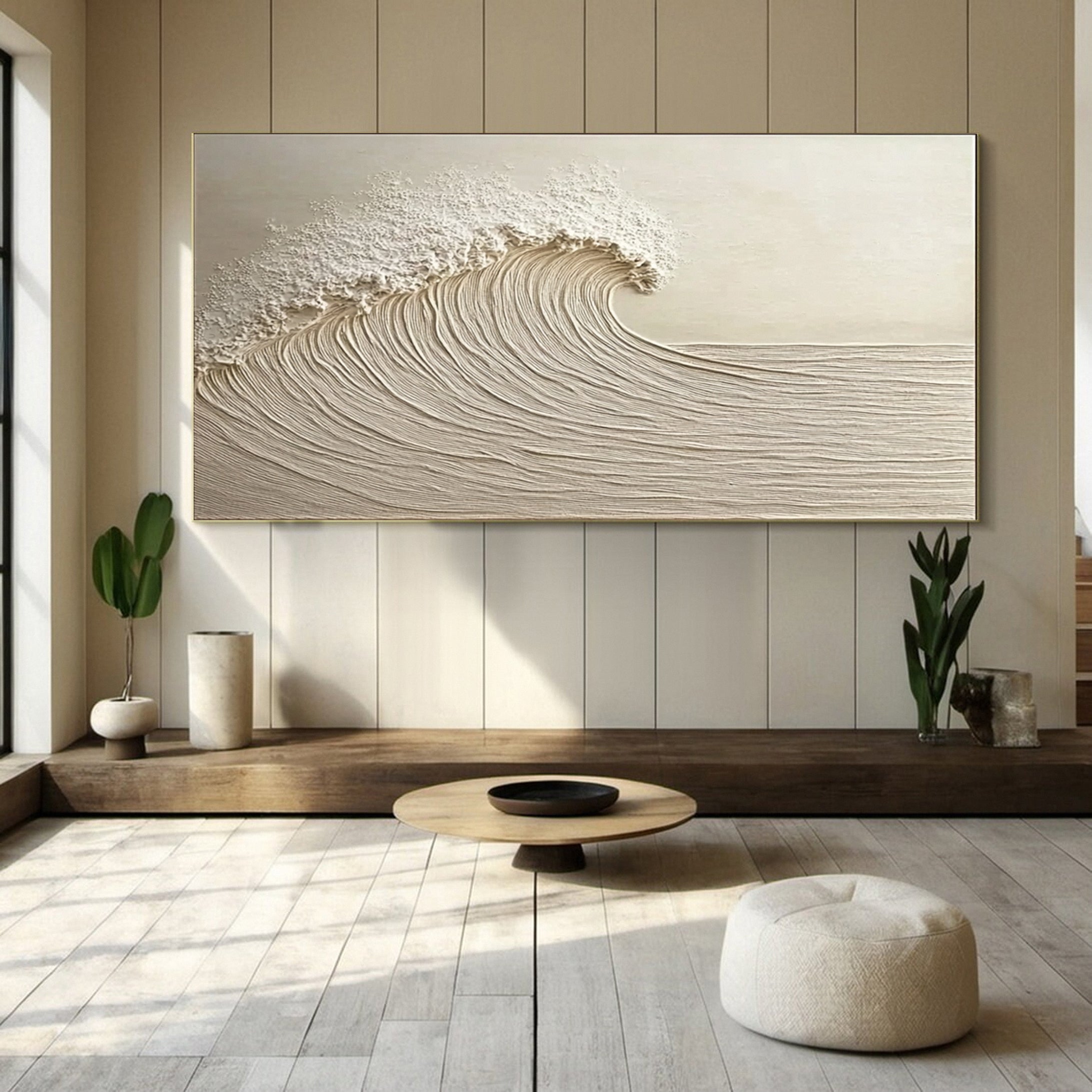 Large Abstract Seascape Canvas Textured Waves for Elegant Interiors #OP 034