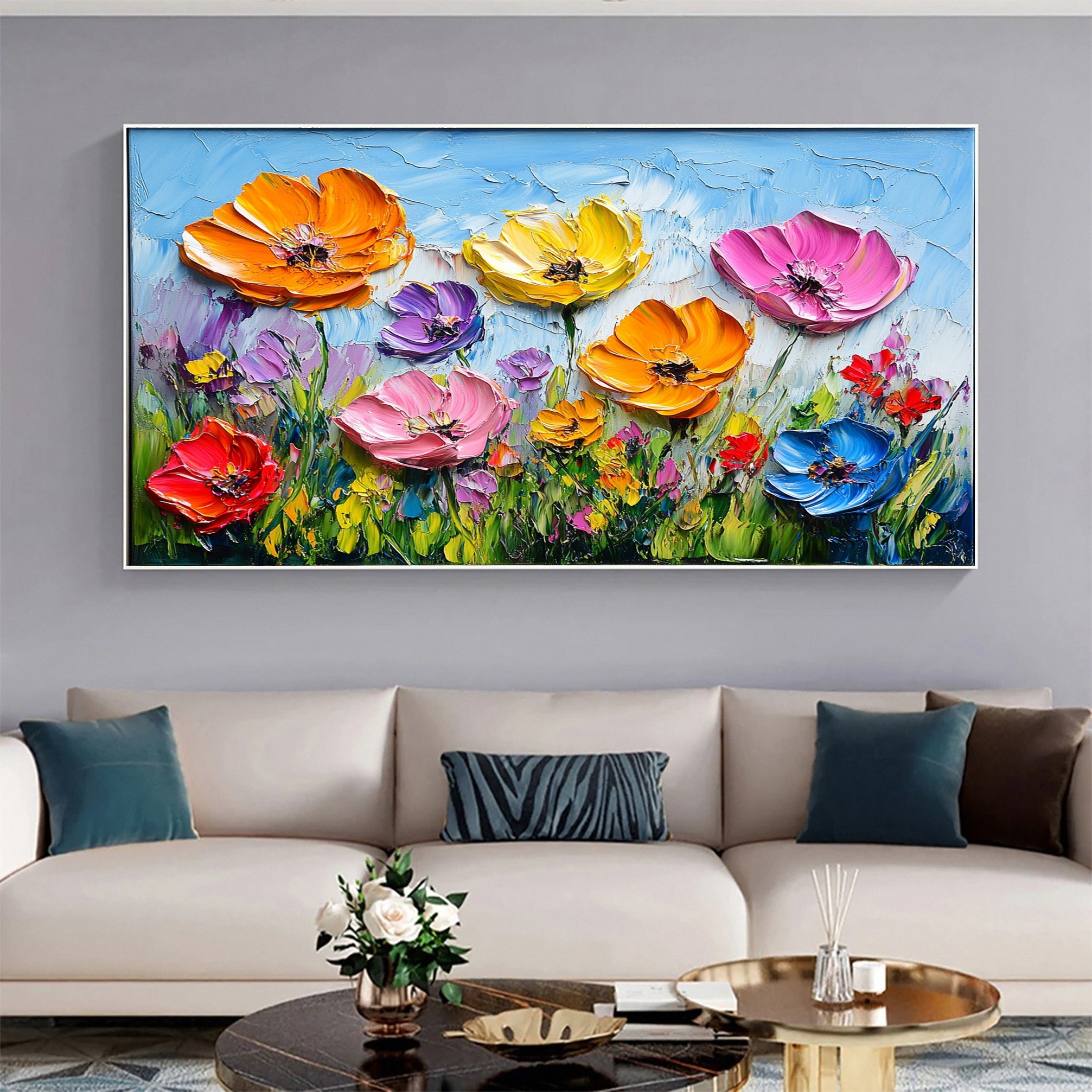 Large Textured Floral Canvas for Modern Homes #CAP 047