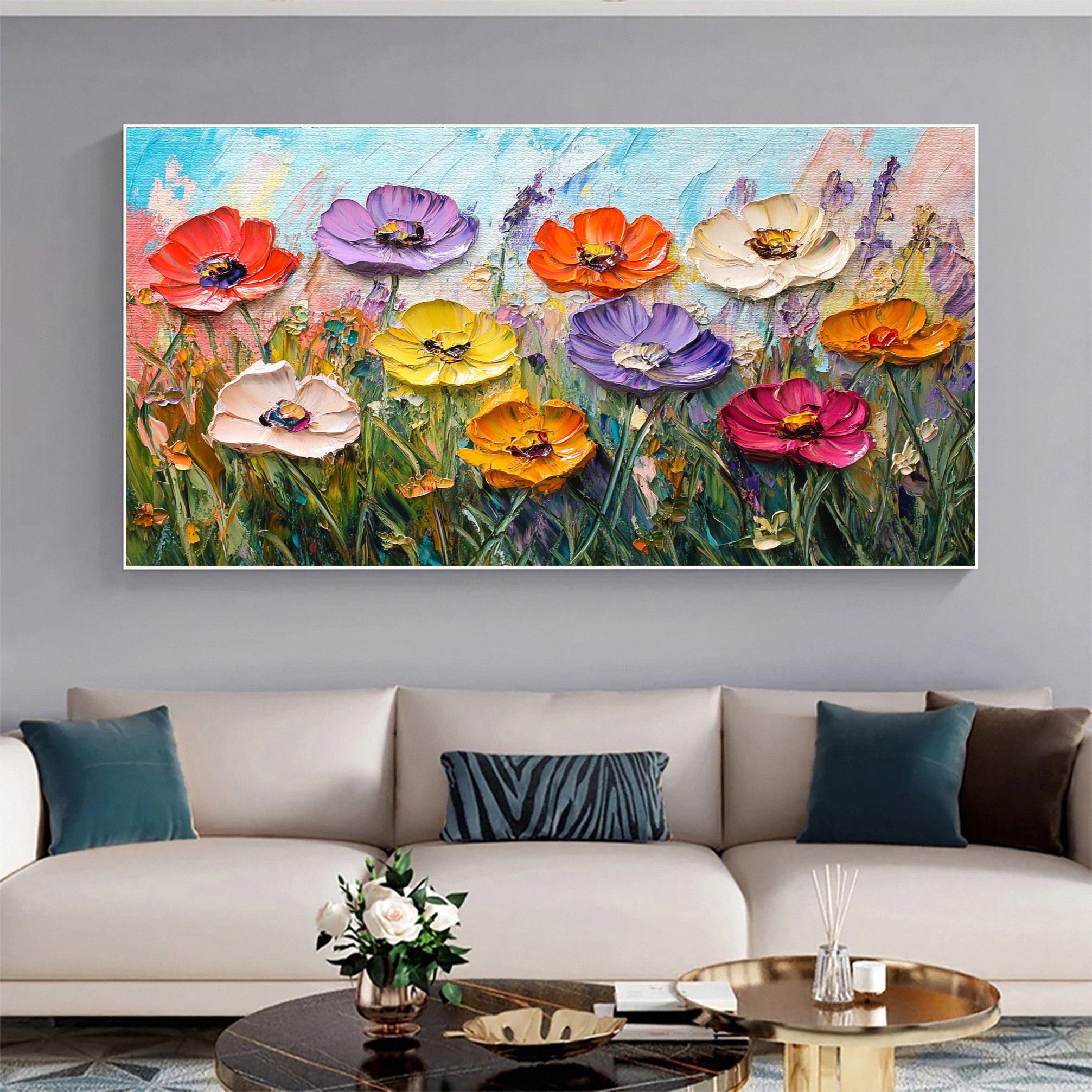 Nature's Palette Expressive Flower Field Painting #CAP 056