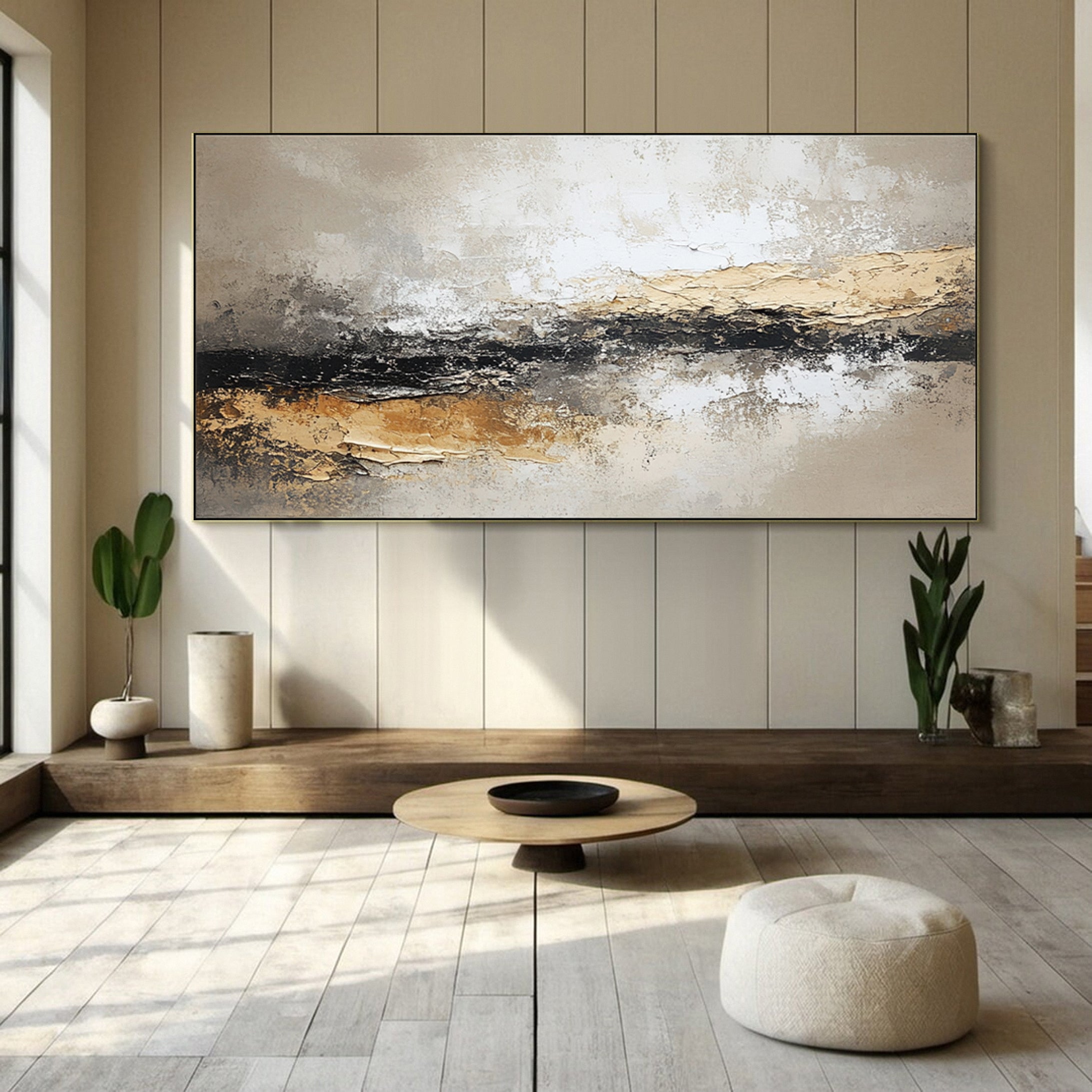 Tranquil Layers Abstract Art with Earthy Tones #BBA 091