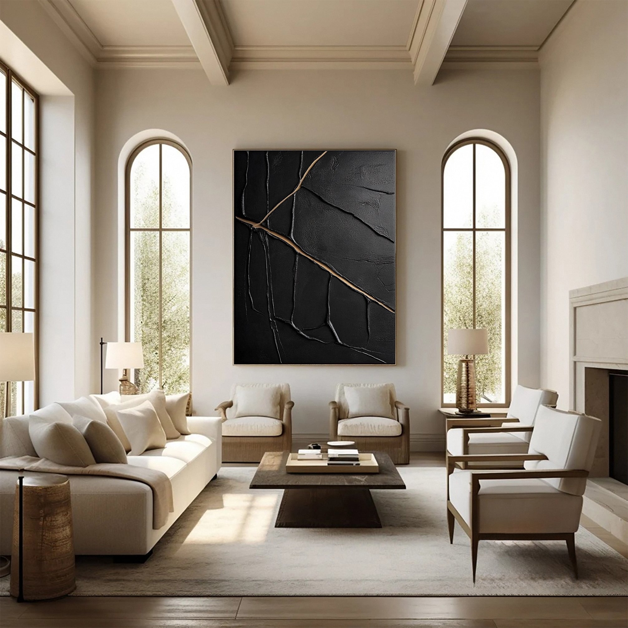 Luxury Textured Wall Art in Black and Gold for Upscale Interior Design #BM 111