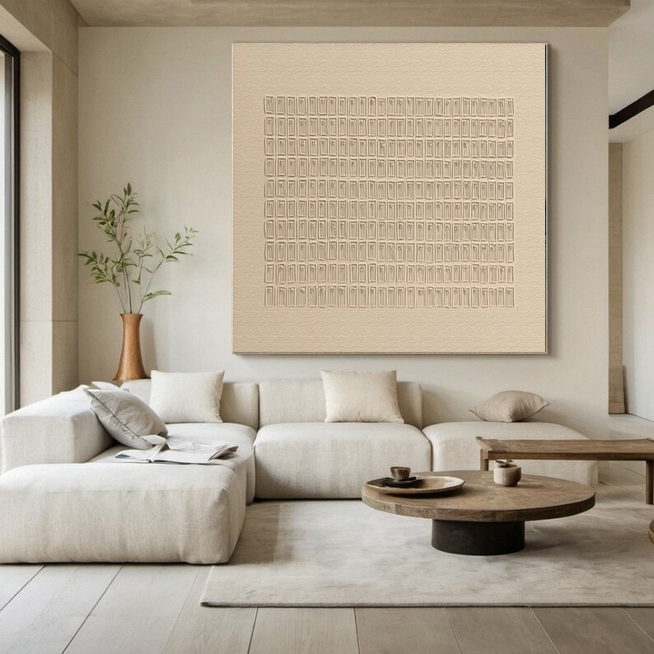 Quiet Harmony Modern Textured Wabi Sabi Canvas #WS 044