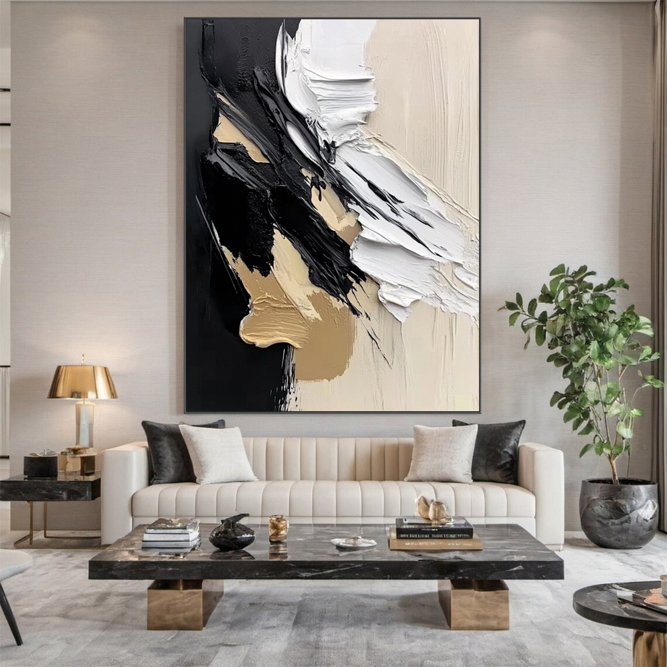 Modern Art Canvas Bold Textures and Metallic Gold Accents #BBM 062