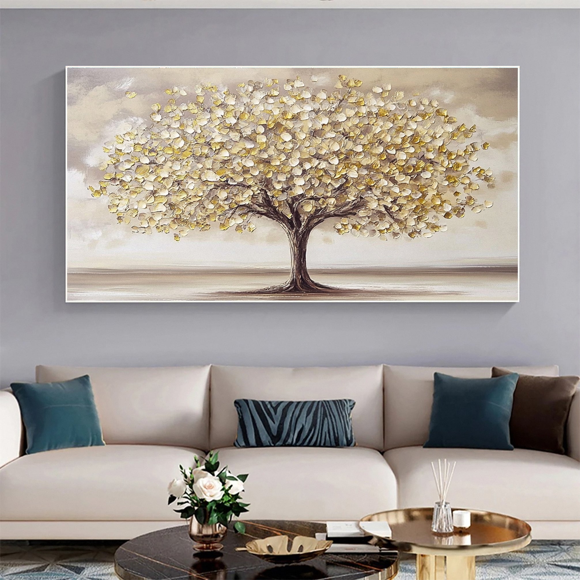 Golden Foliage Canvas Print Timeless Wall Art for Elegant Homes #CAP 039