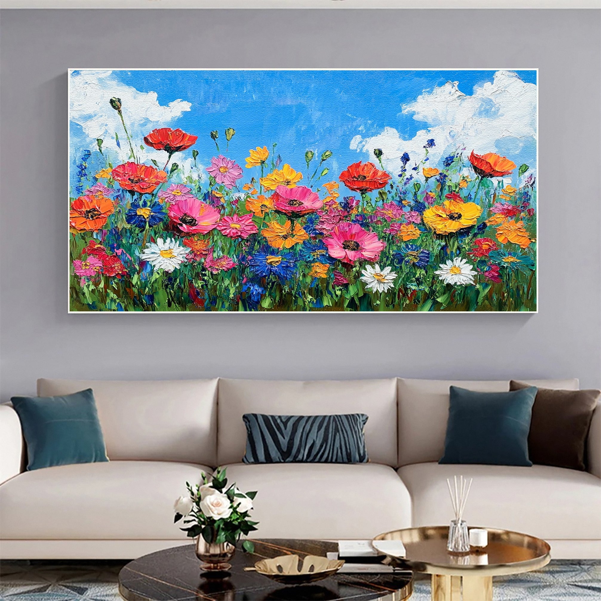 Nature's Palette Expressive Flower Field Painting #CAP 055