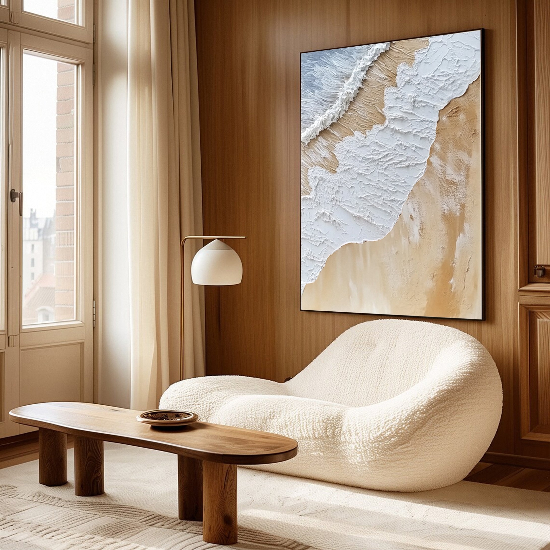 Large Textured Ocean Wave Artwork for Sophisticated Interior Design #OP 027