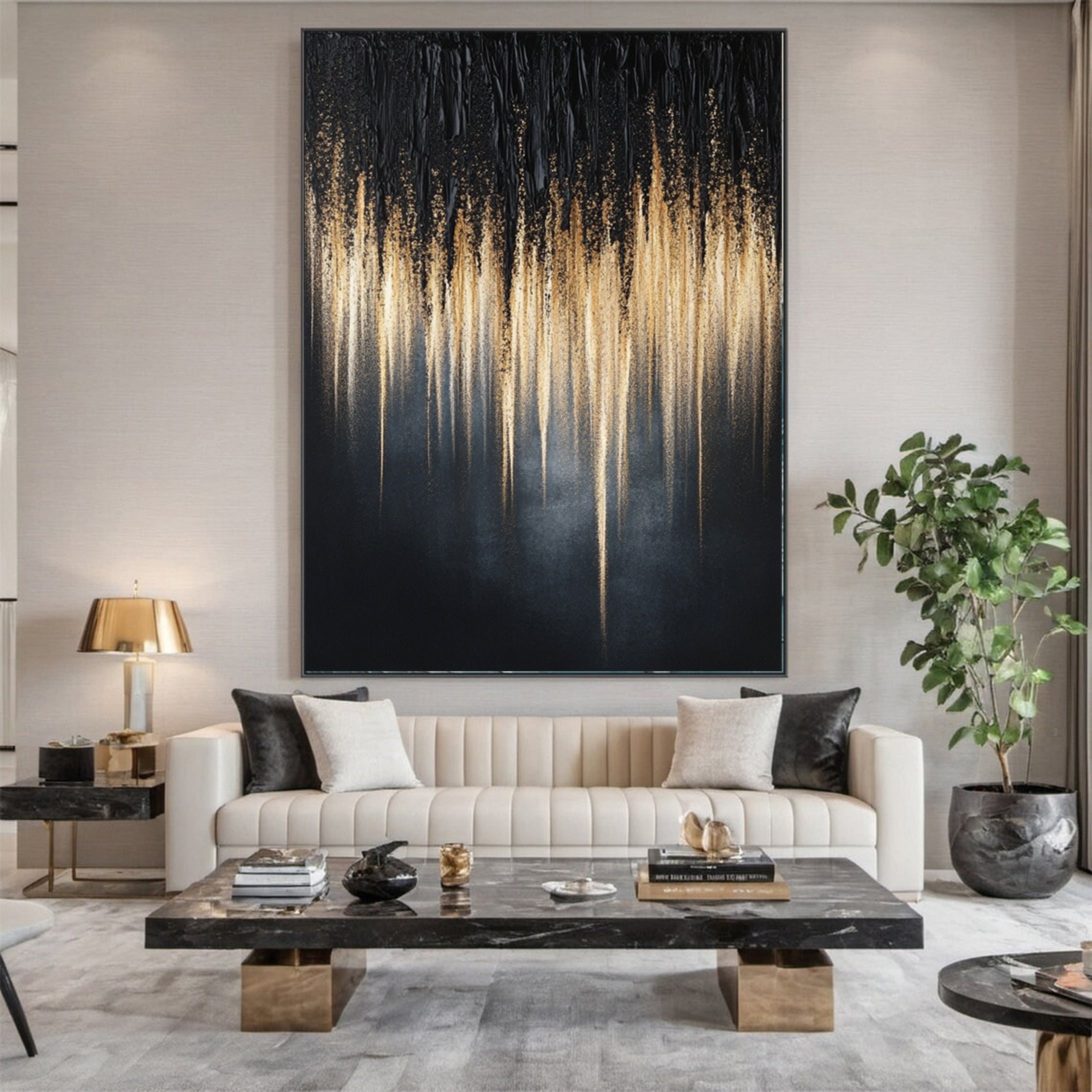 Black Gold Elegance Large Contemporary Wall Decor #BM 134