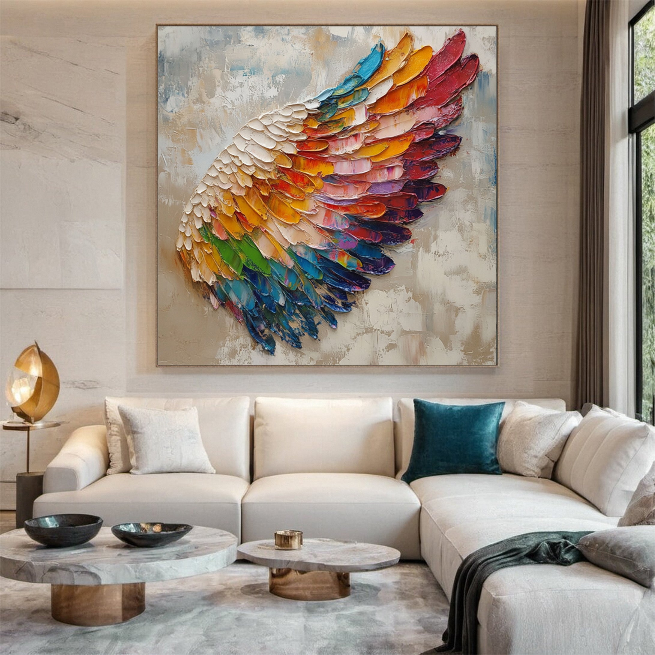 Spectrum Wing Colorful Feather Wall Art #CAP 051