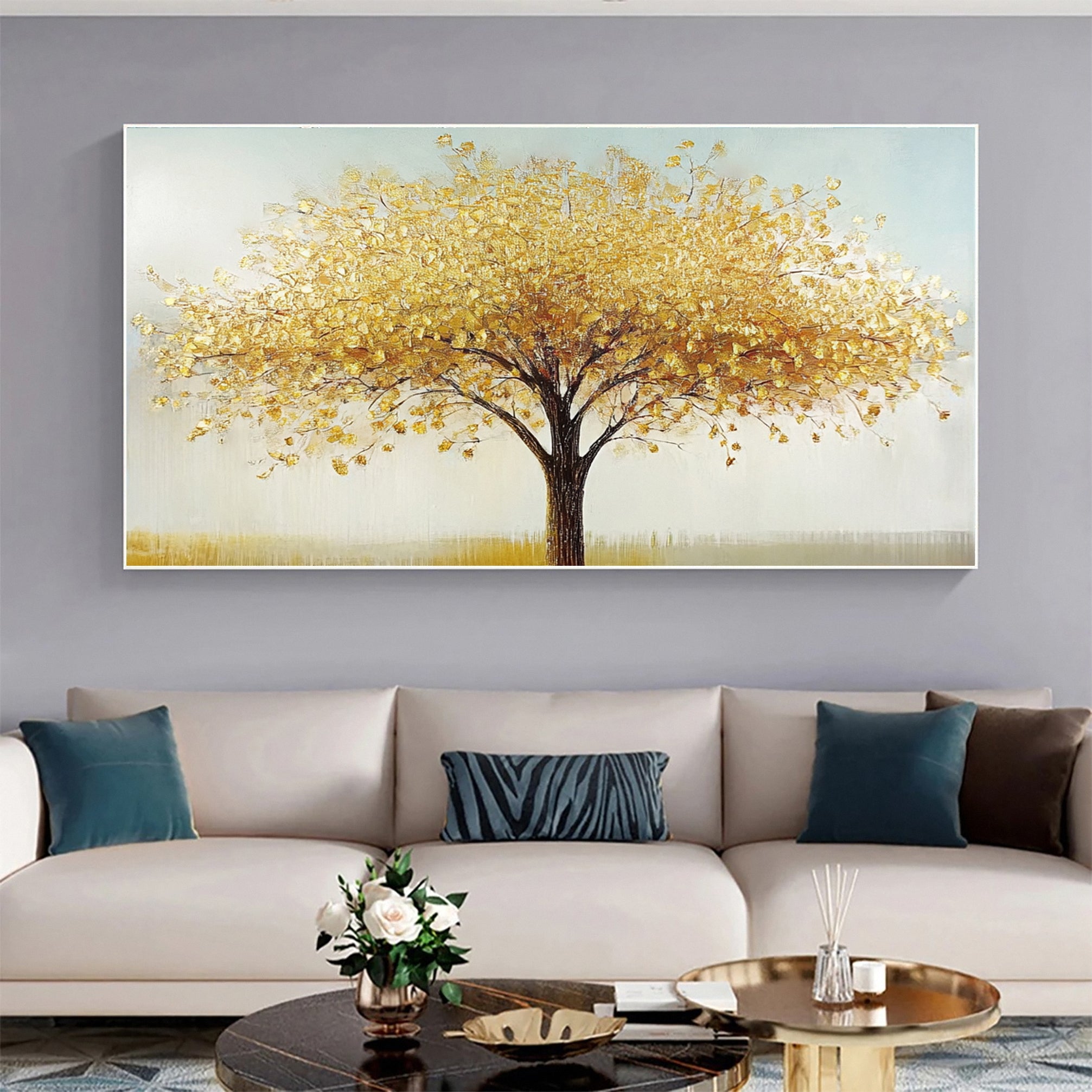 Golden Foliage Canvas Print Timeless Wall Art for Elegant Homes #CAP 040