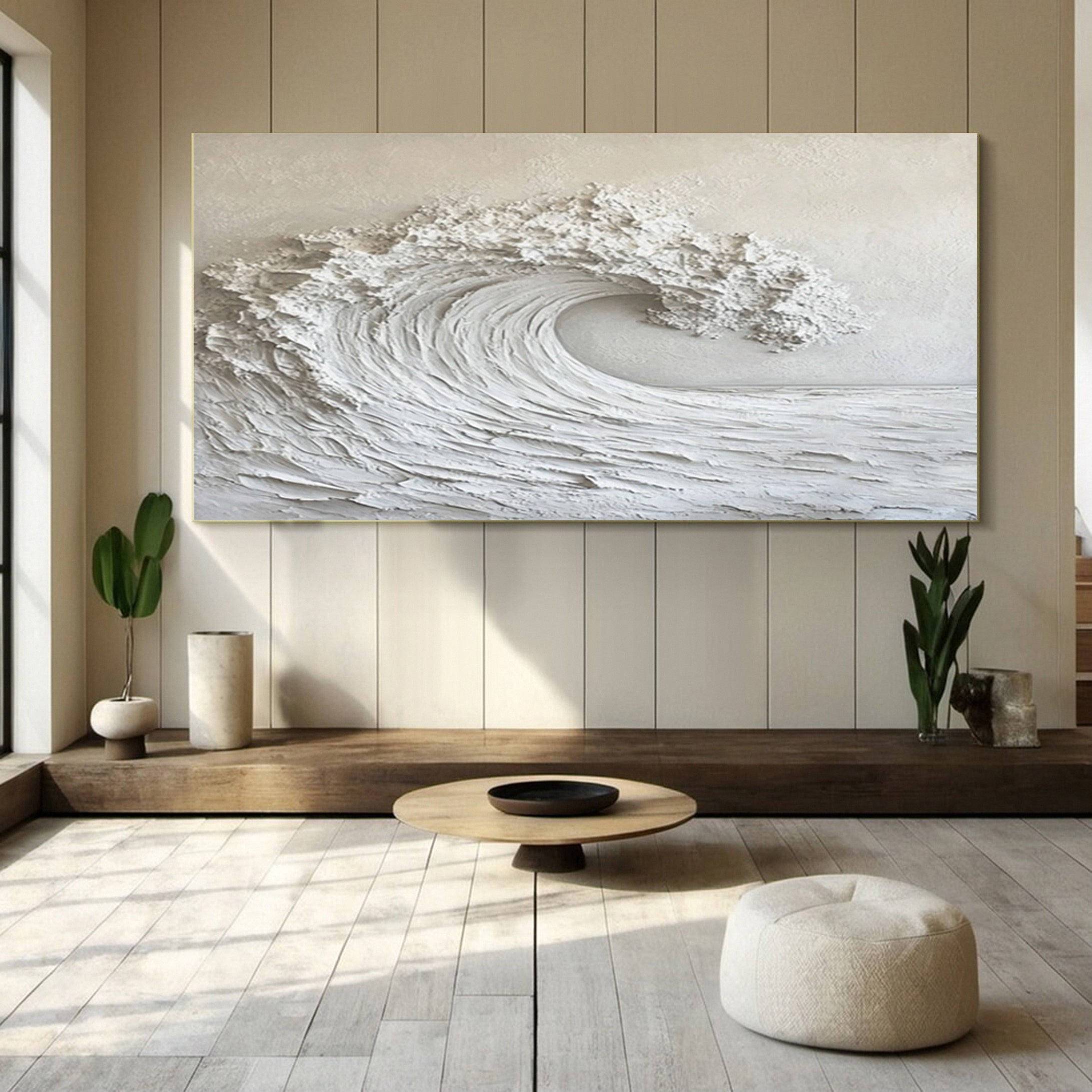 Large Textured Ocean Wave Wall Art for Living Room Decor #BBM 061