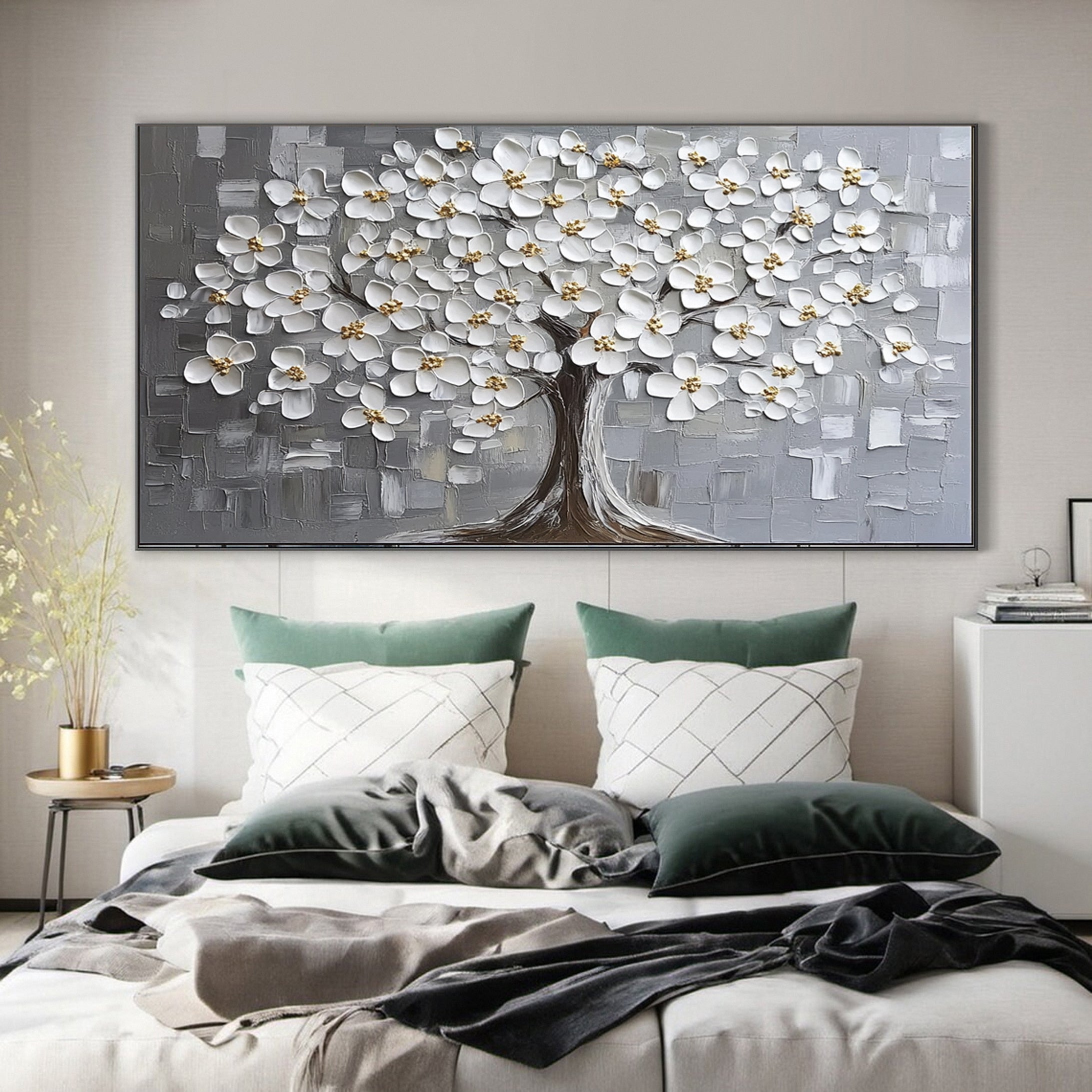 Luxurious Silver Tree Canvas Print Tranquil Home Art #CAP 036