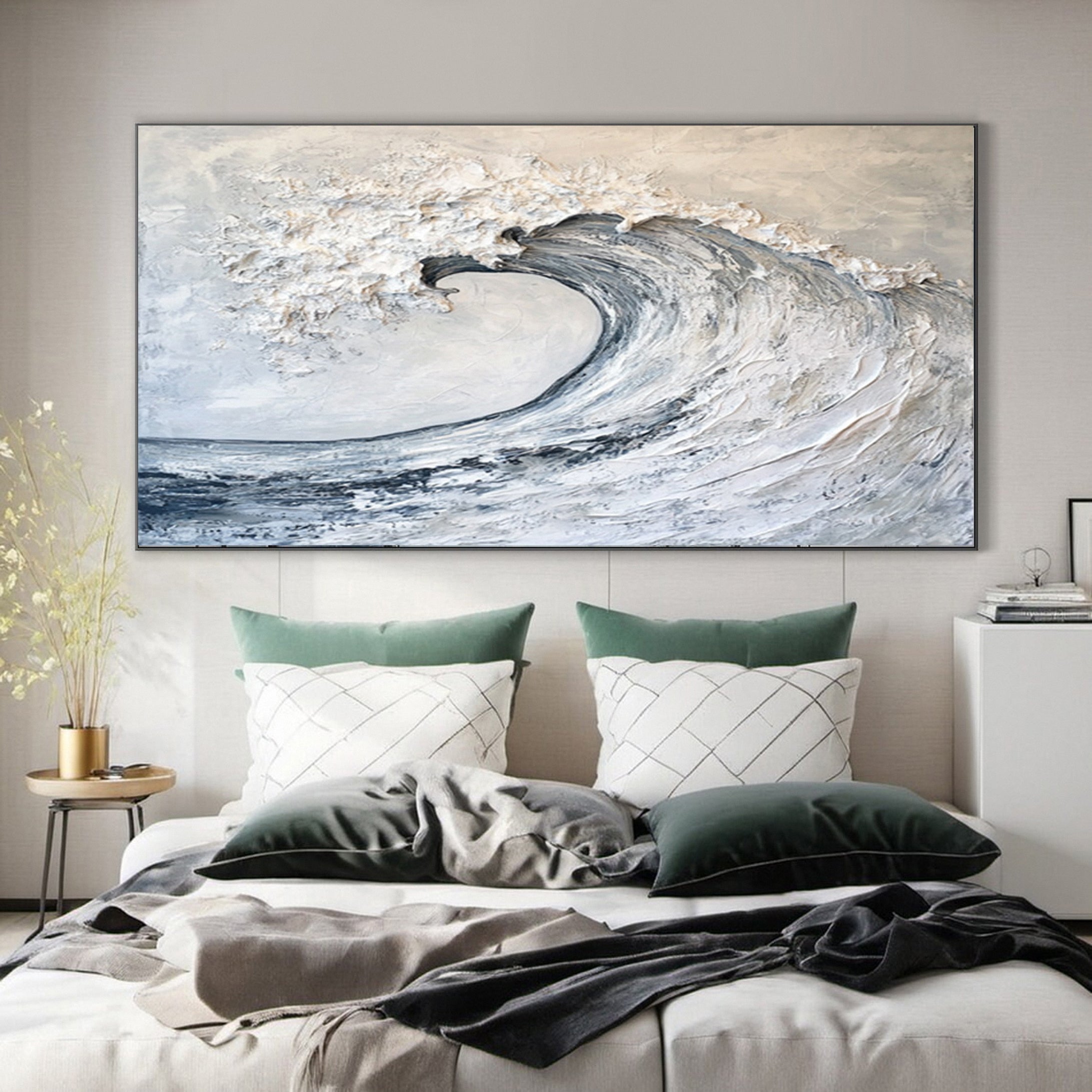 Large Abstract Sea Waves Artwork for Contemporary Wall Decor #OP 016