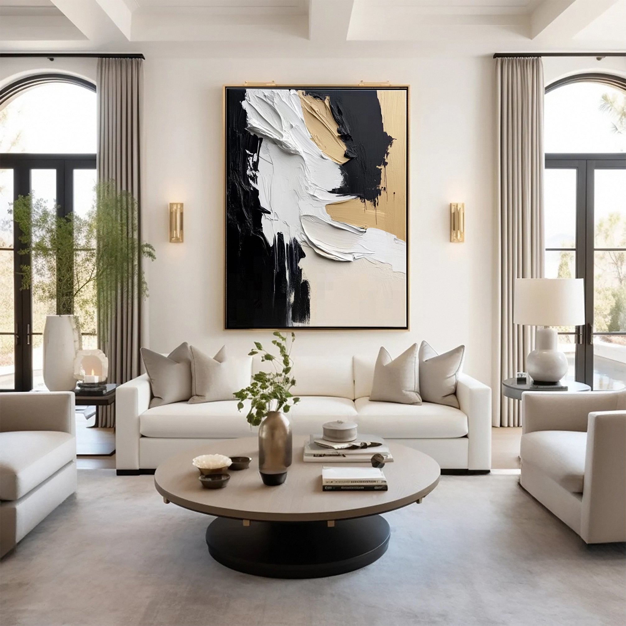 Modern Art Canvas Bold Textures and Metallic Gold Accents #BBM 063