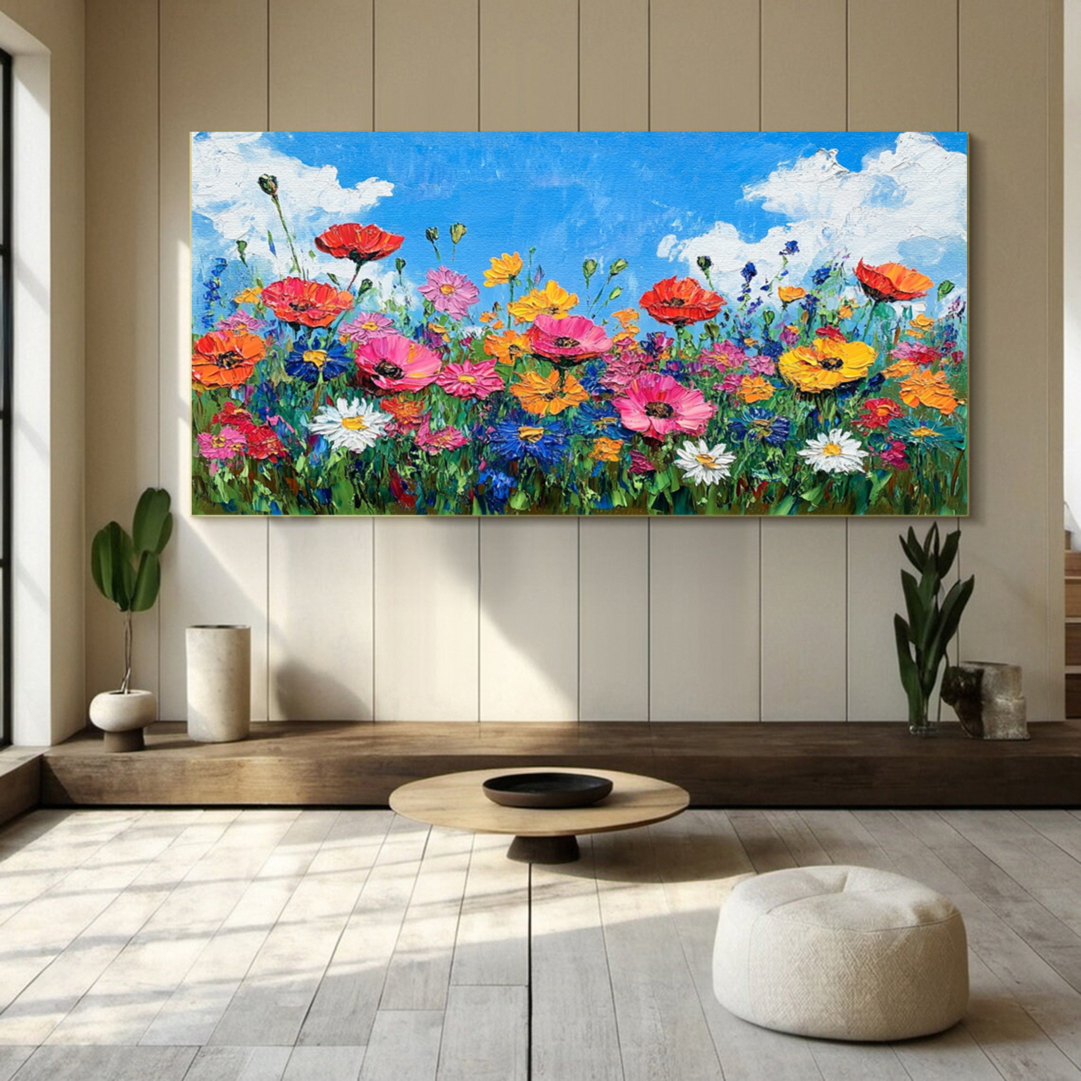 Nature's Palette Expressive Flower Field Painting #CAP 055