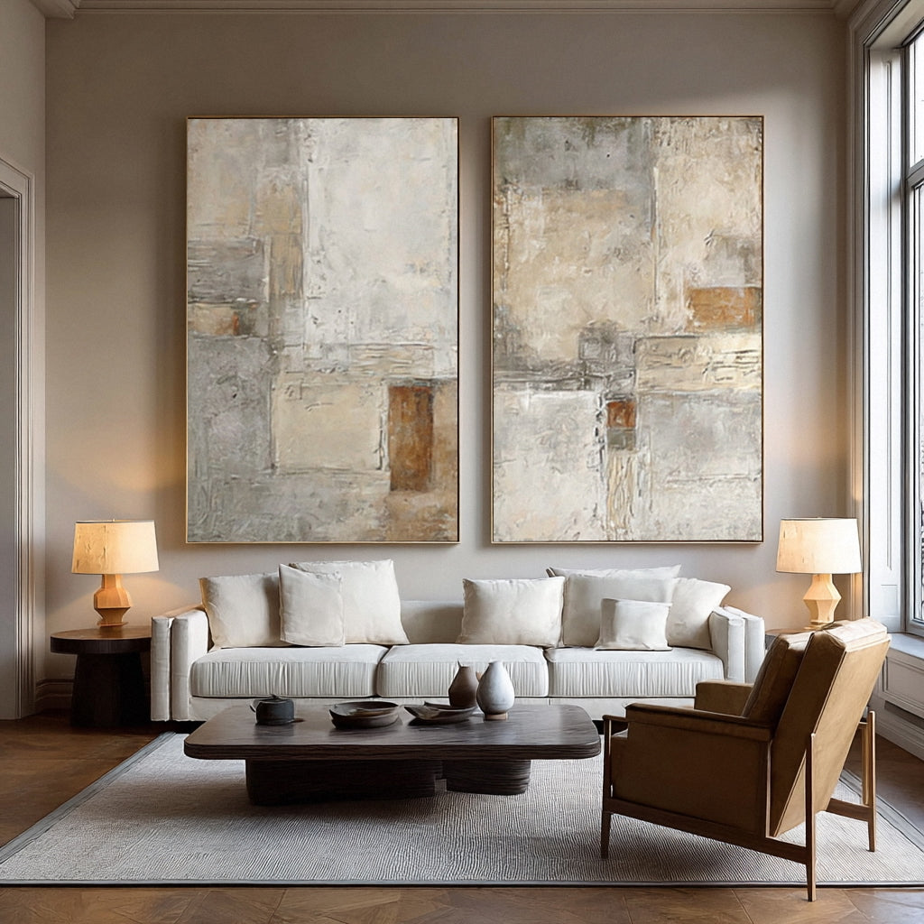 Abstract Earth Tones Textured Canvas Set  #WG 014