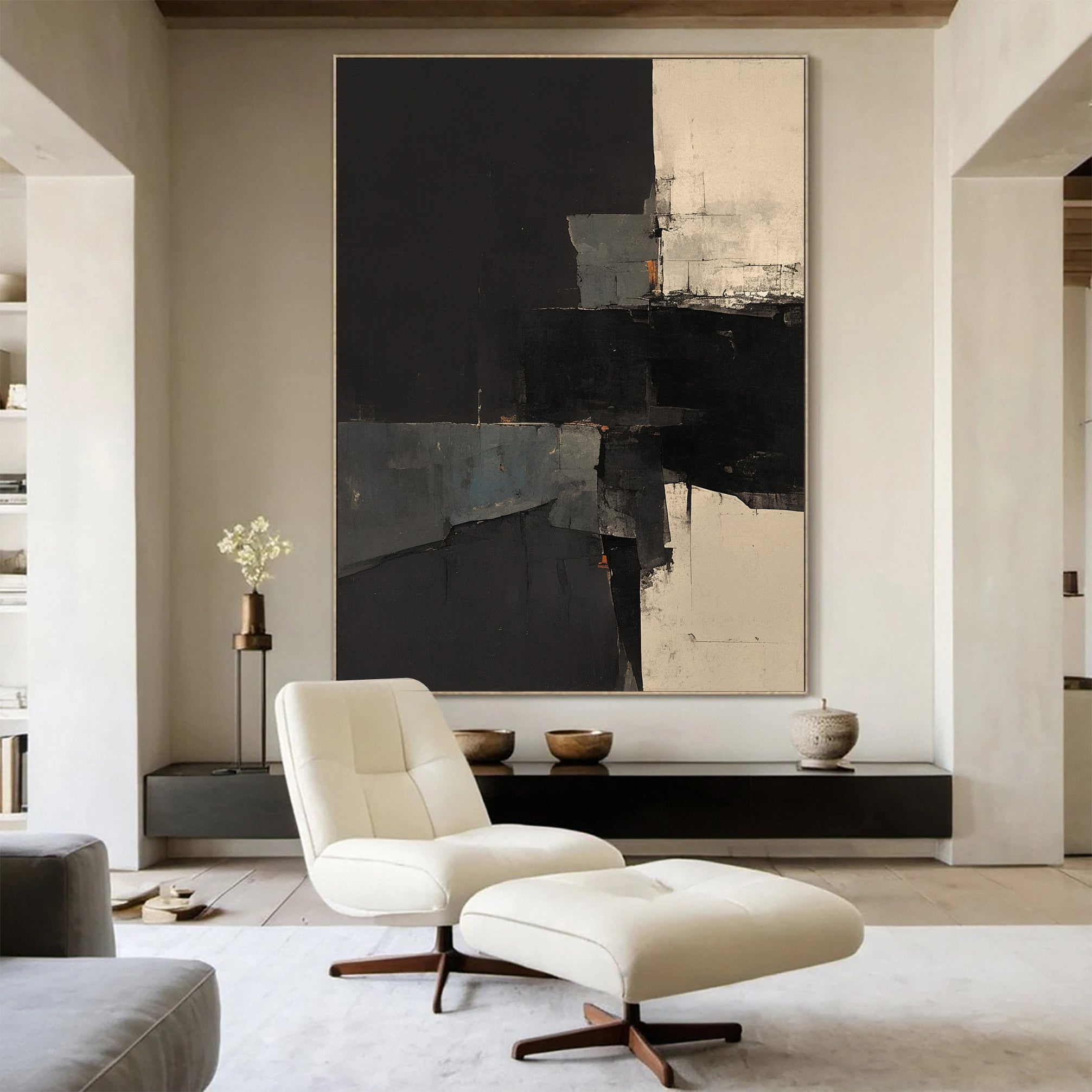 Modern Contrast Black & White Abstract Wall Art #BWA 020