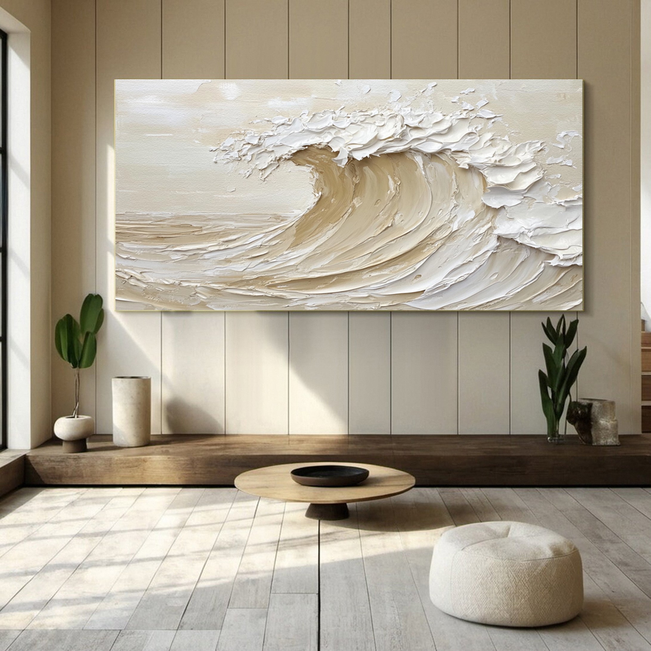 Large Abstract Seascape Canvas Textured Waves for Elegant Interiors #OP 033