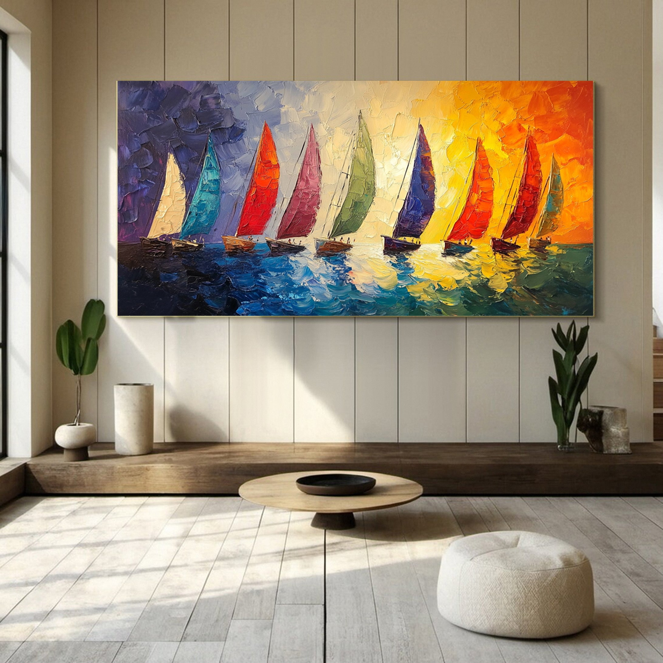 Ocean Odyssey Colorful Sailboats on Canvas #CAP 048