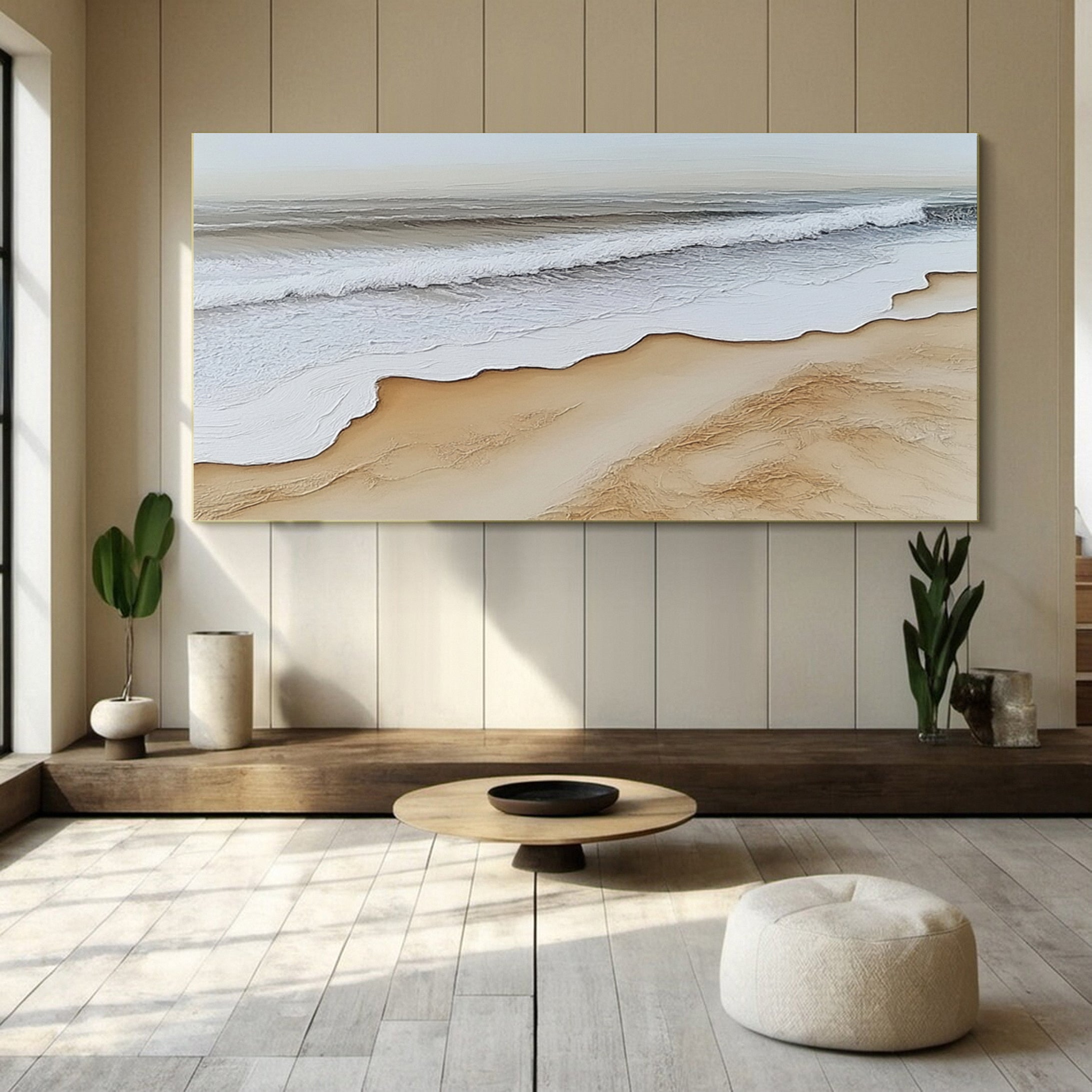 Large Abstract Seascape Canvas Textured Waves for Elegant Interiors #OP 030