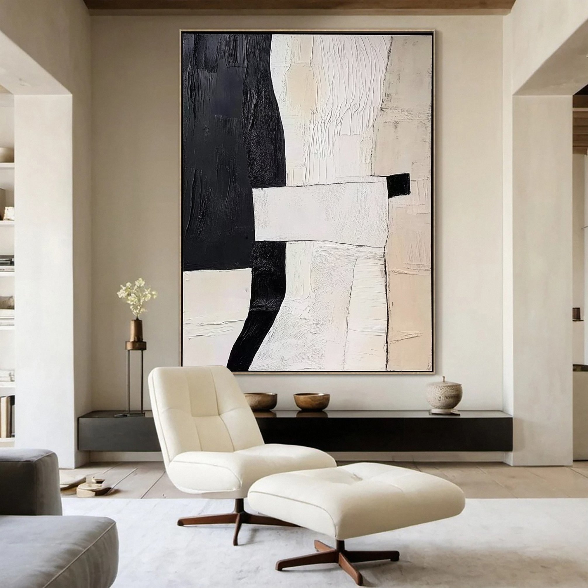 Modern Contrast Black & White Abstract Wall Art #BWA 018