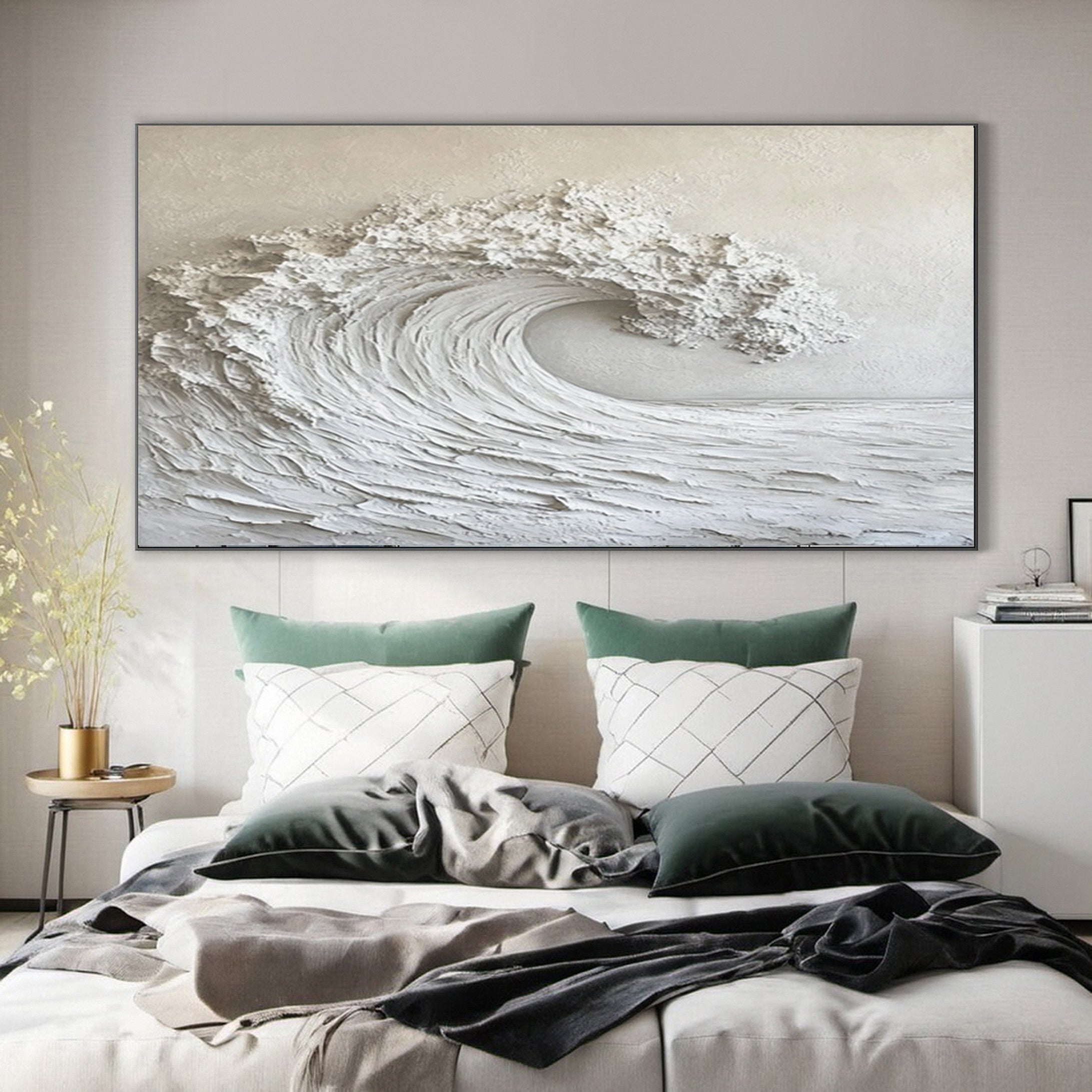 Large Textured Ocean Wave Wall Art for Living Room Decor #BBM 061