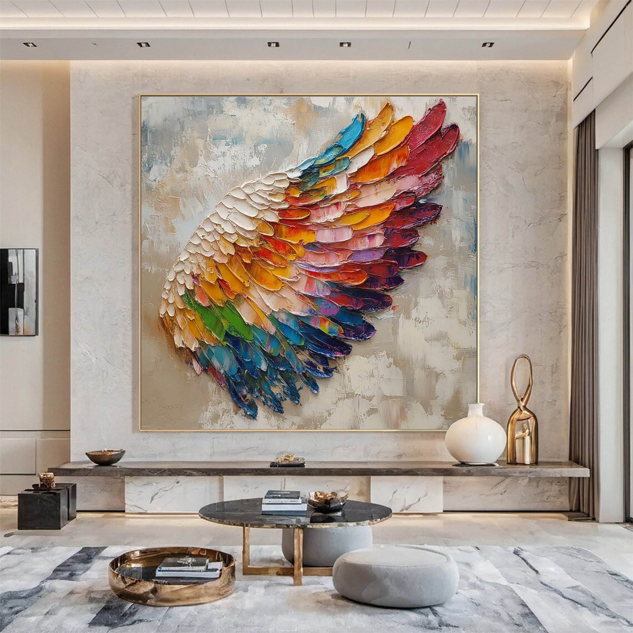 Spectrum Wing Colorful Feather Wall Art #CAP 051