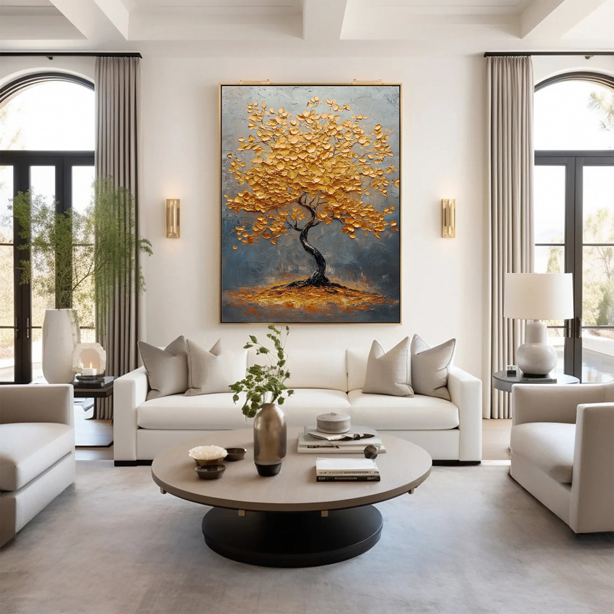 Golden Foliage Canvas Print Timeless Wall Art for Elegant Homes #CAP 042