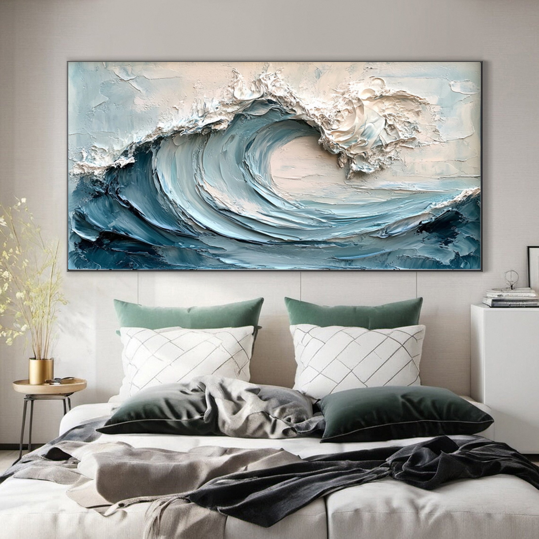 Large Abstract Sea Waves Artwork for Contemporary Wall Decor #OP 012