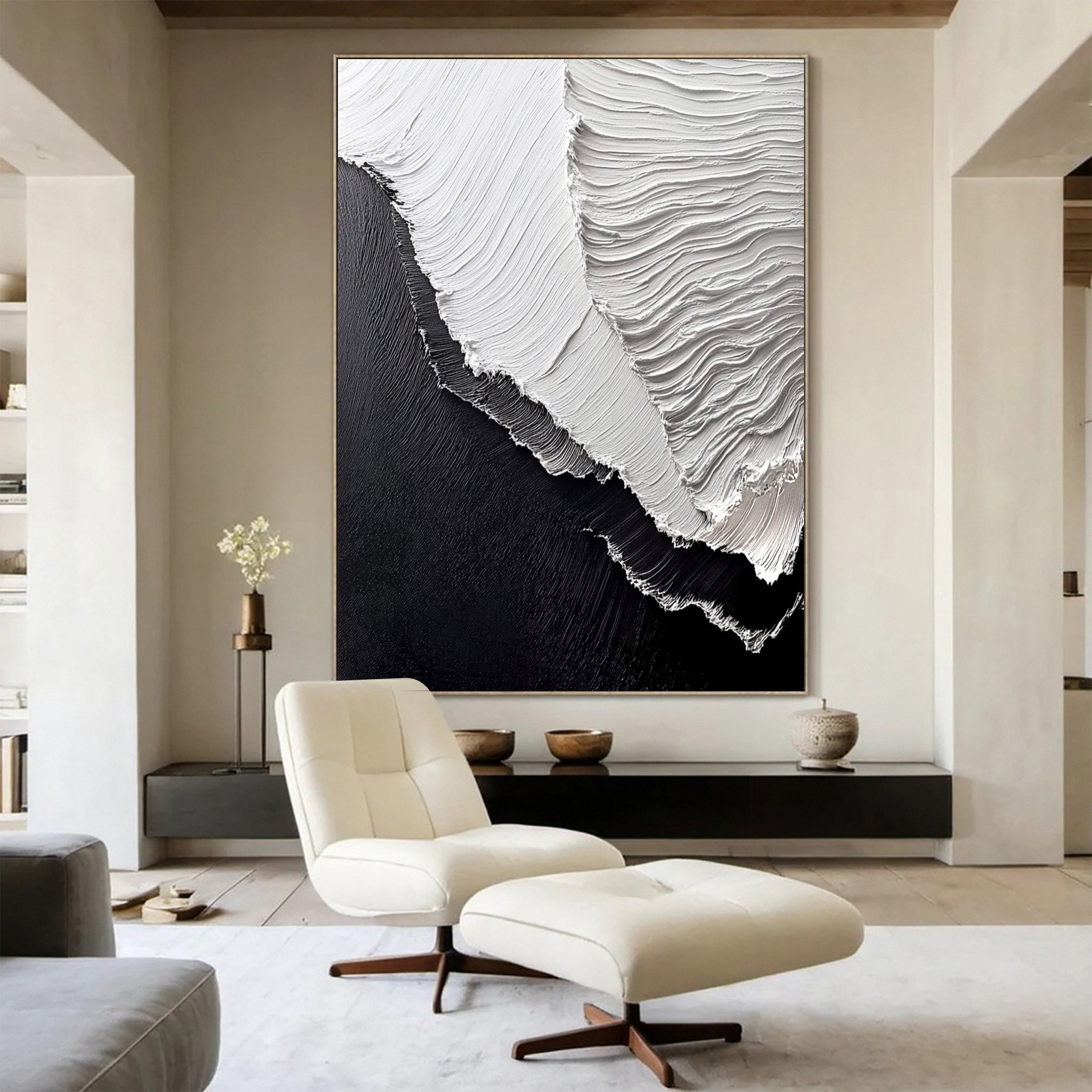 Luxury Ocean Wave Art with 3D Textured Finish for Upscale Homes #OP 046