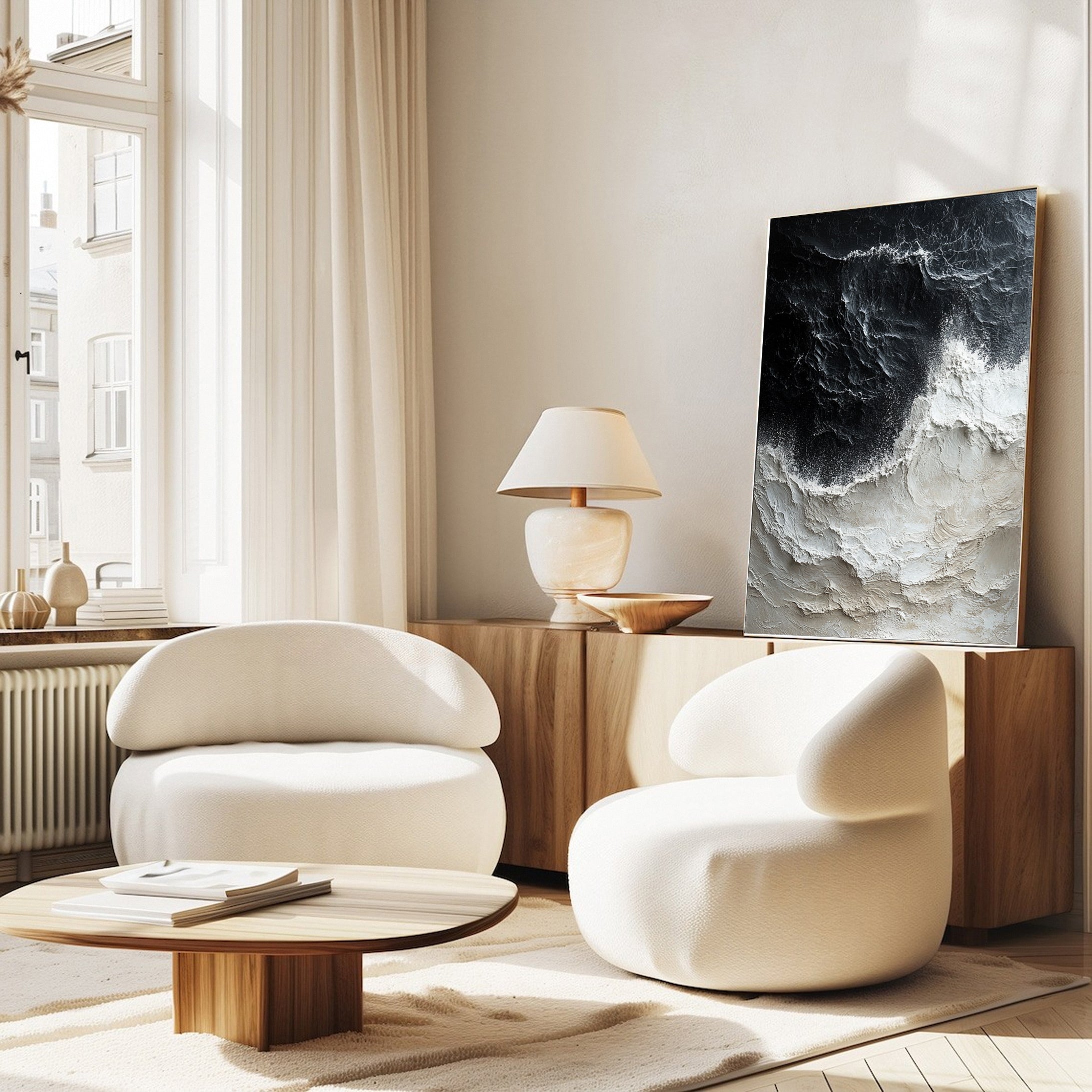 Luxury Ocean Wave Art with 3D Textured Finish for Upscale Homes #OP 043