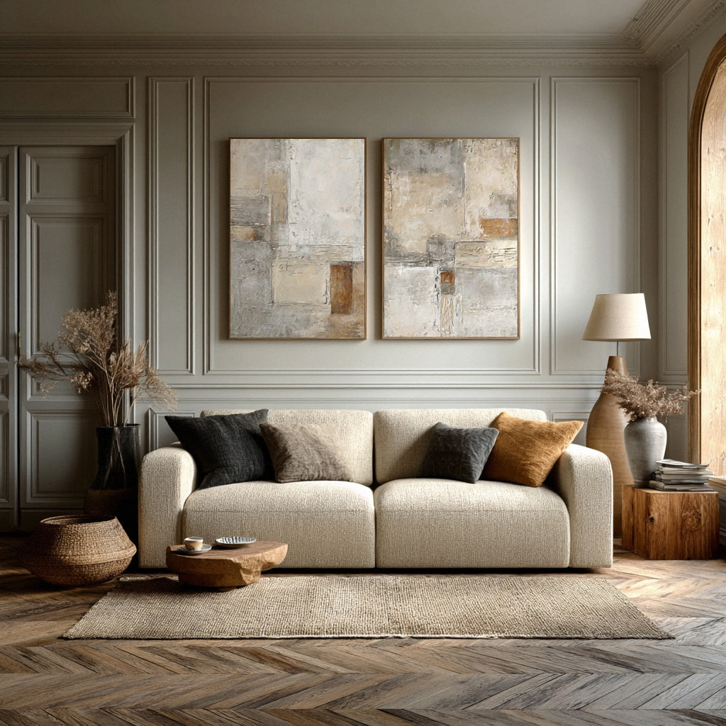 Abstract Earth Tones Textured Canvas Set  #WG 014
