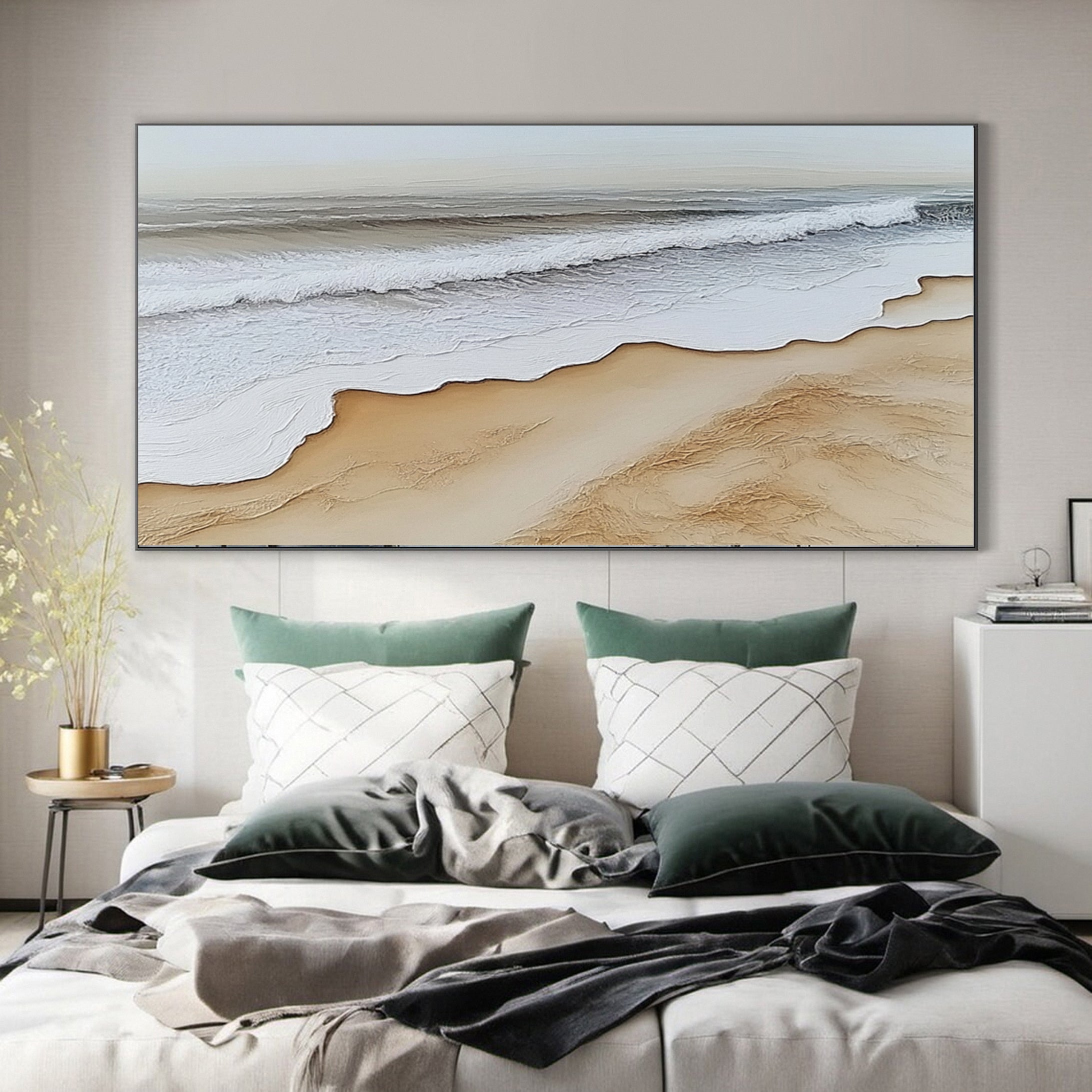 Large Abstract Seascape Canvas Textured Waves for Elegant Interiors #OP 030