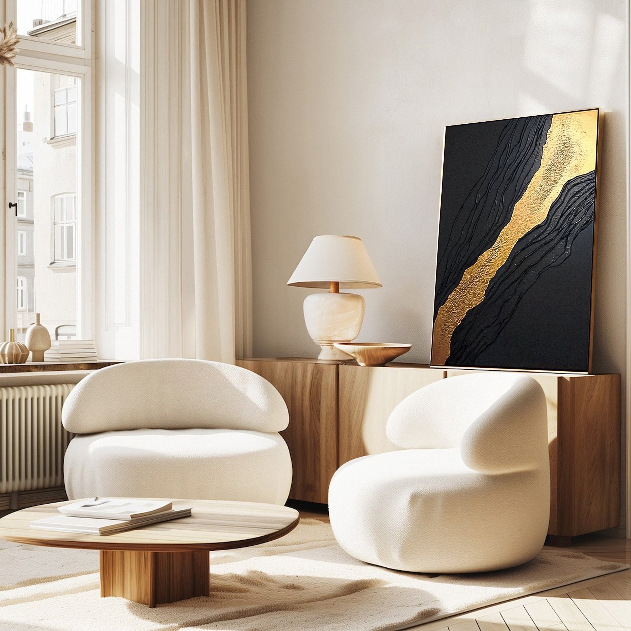 Luxury Textured Wall Art in Black and Gold for Upscale Interior Design #BM 117