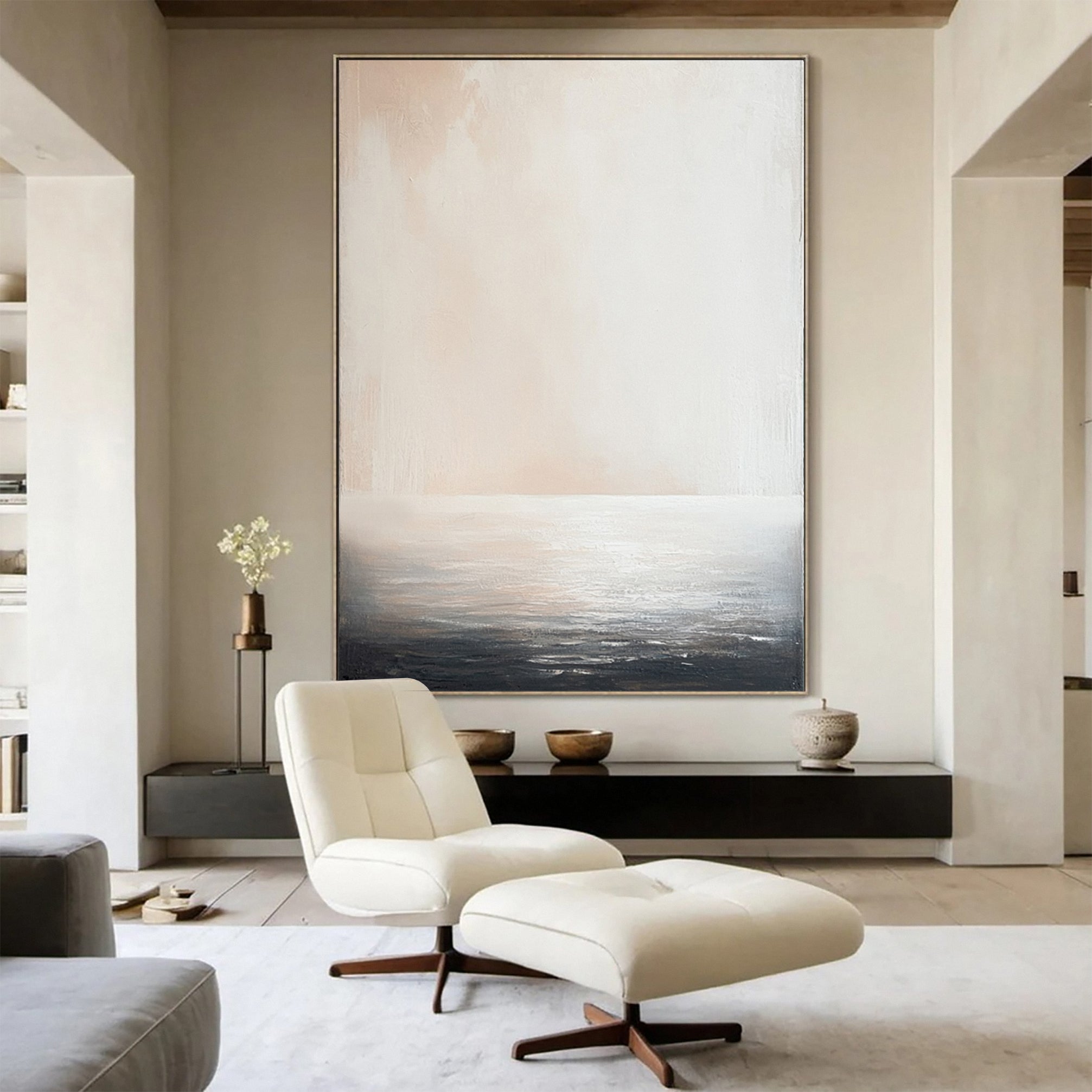 Serene Dawn Minimalist Ocean Horizon Canvas Art #OP 049