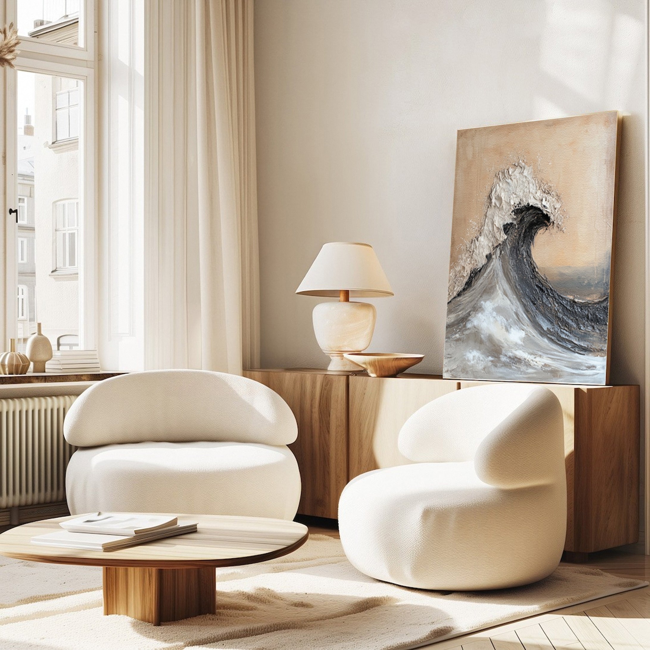 Luxury Ocean Wave Art with 3D Textured Finish for Upscale Homes #OP 039