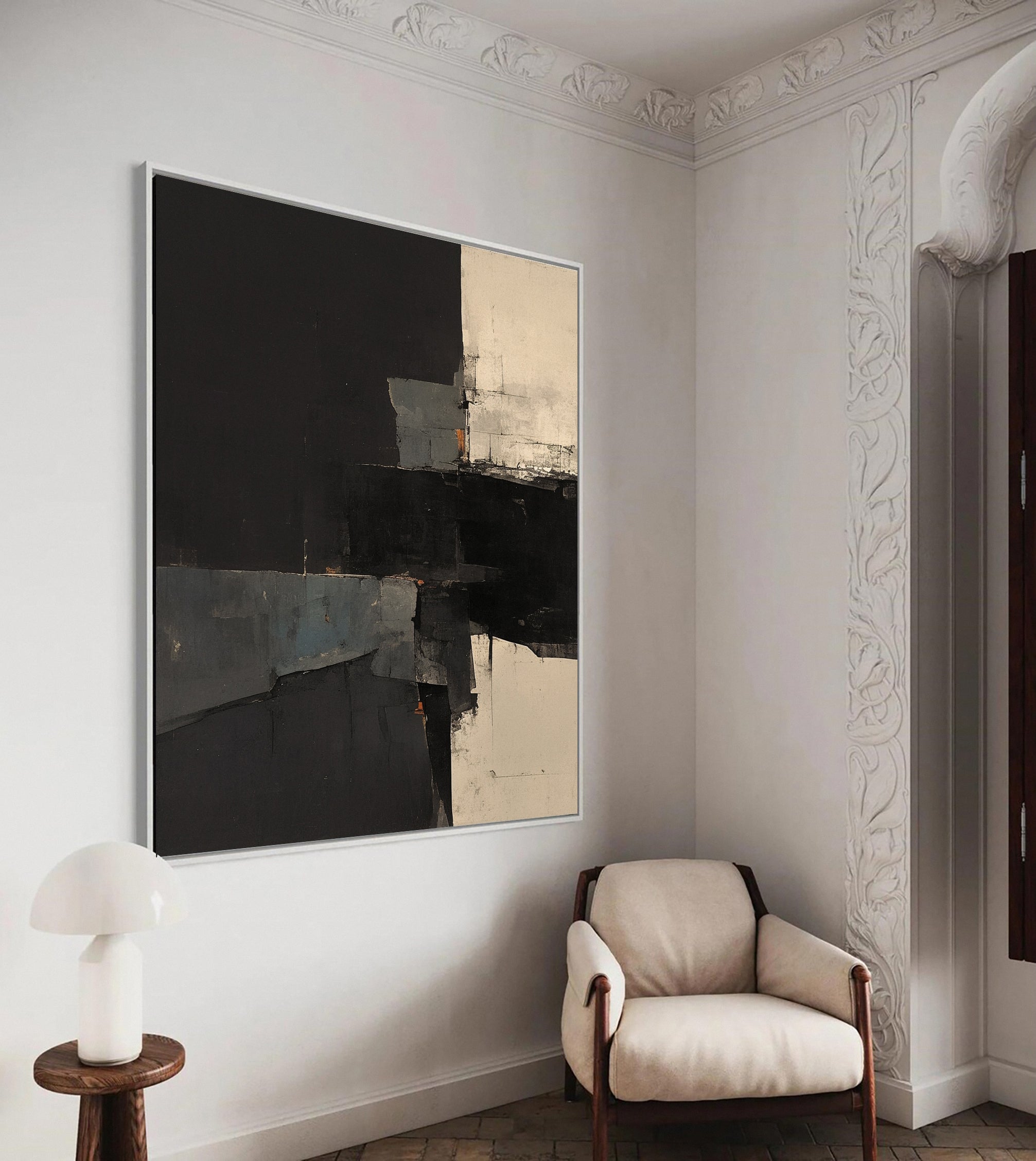 Modern Contrast Black & White Abstract Wall Art #BWA 020