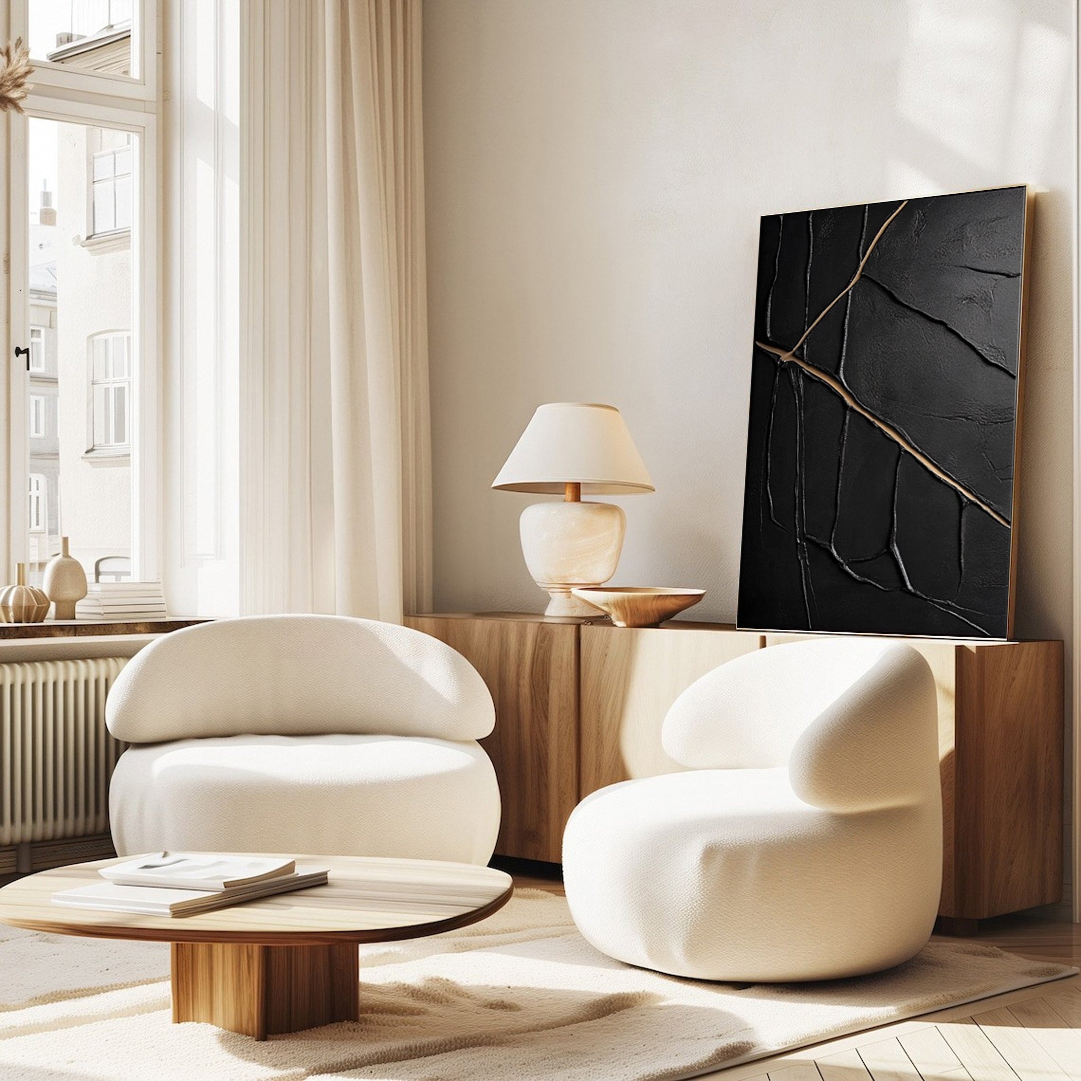 Luxury Textured Wall Art in Black and Gold for Upscale Interior Design #BM 111