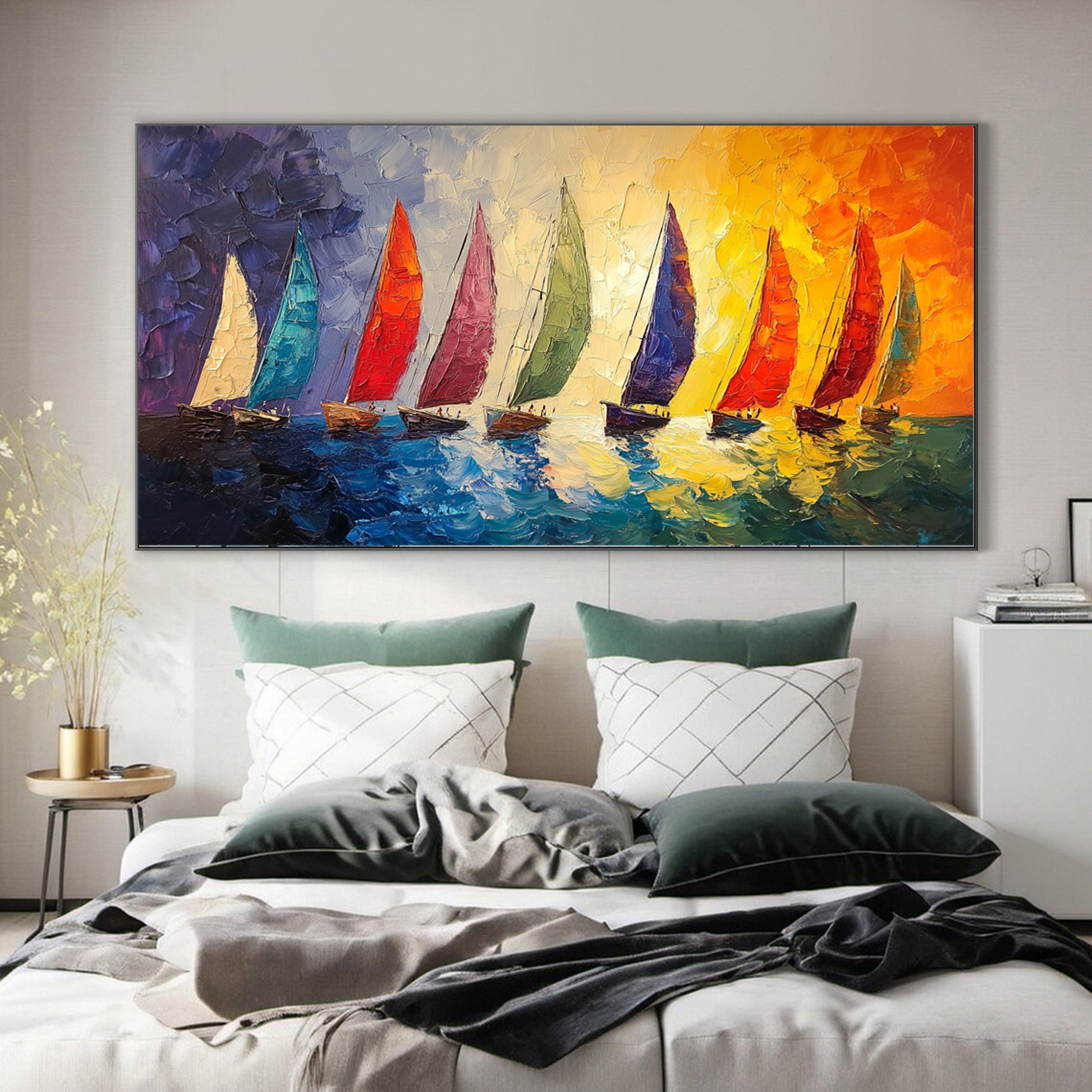 Ocean Odyssey Colorful Sailboats on Canvas #CAP 048