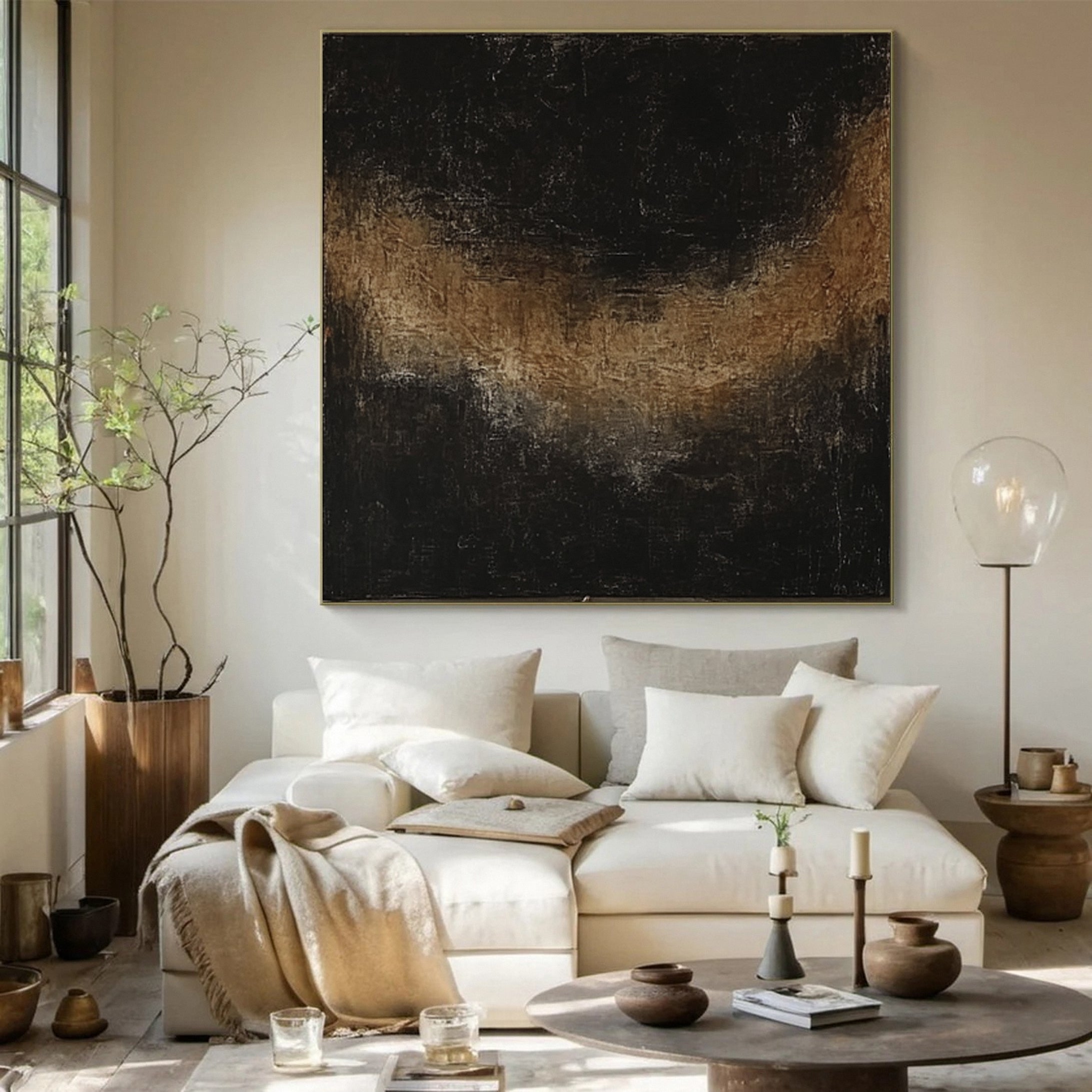 Monochrome Elegance Textured Black Abstract Wall Art #BM 130